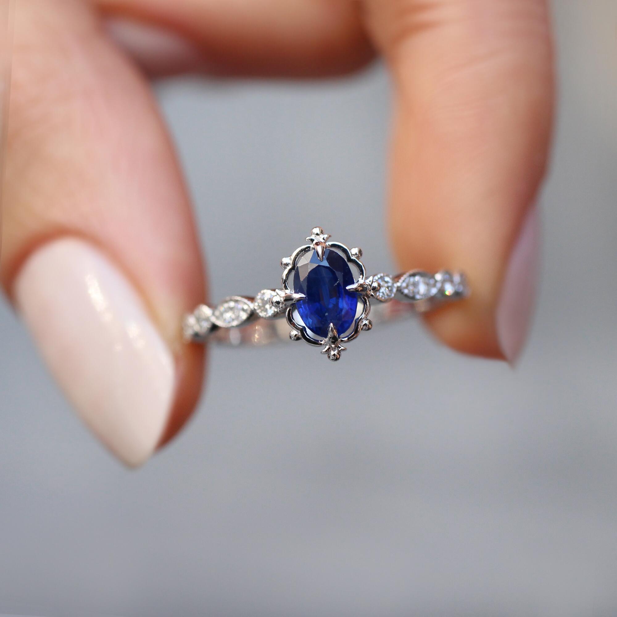 Vintage Sapphire & Diamond Aria Ring