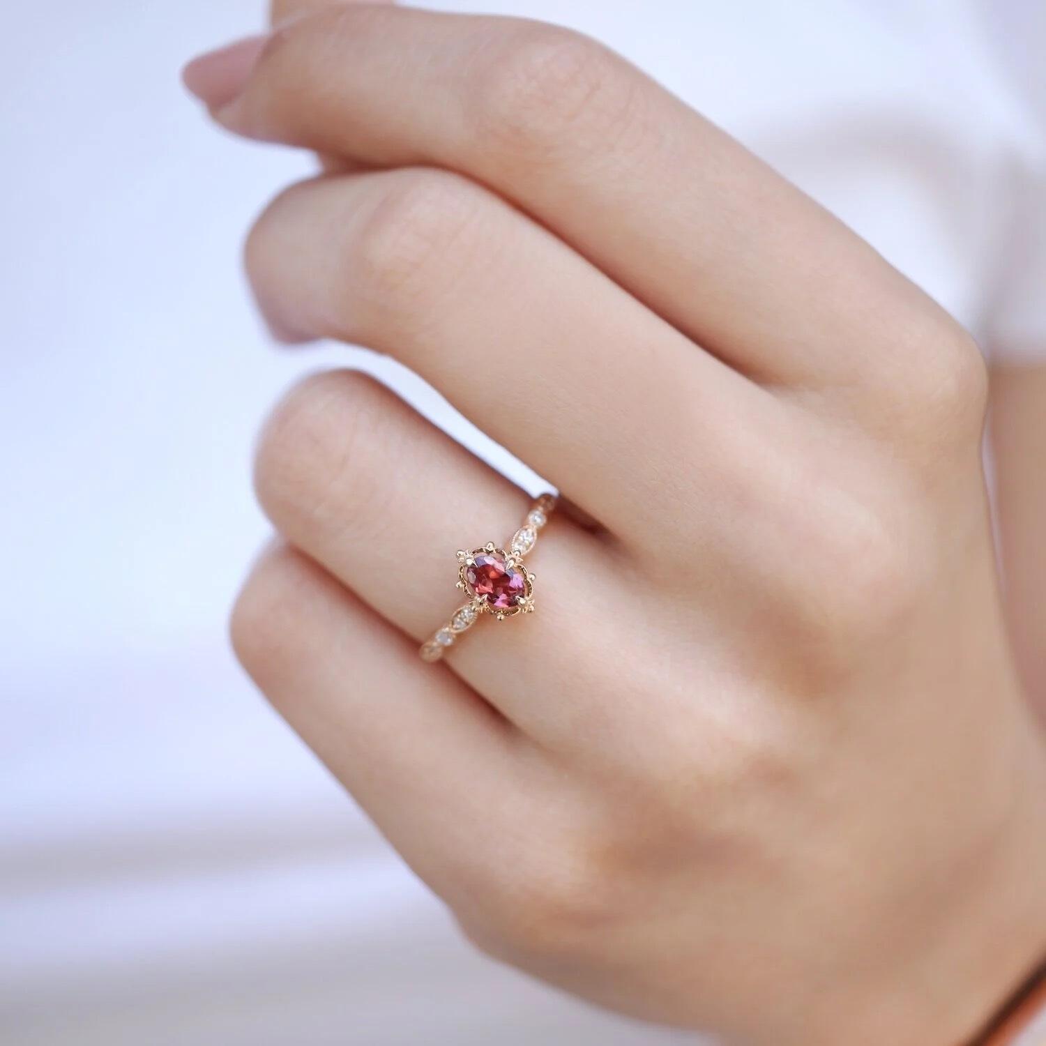 Vintage Aria Tourmaline & Diamond Ring