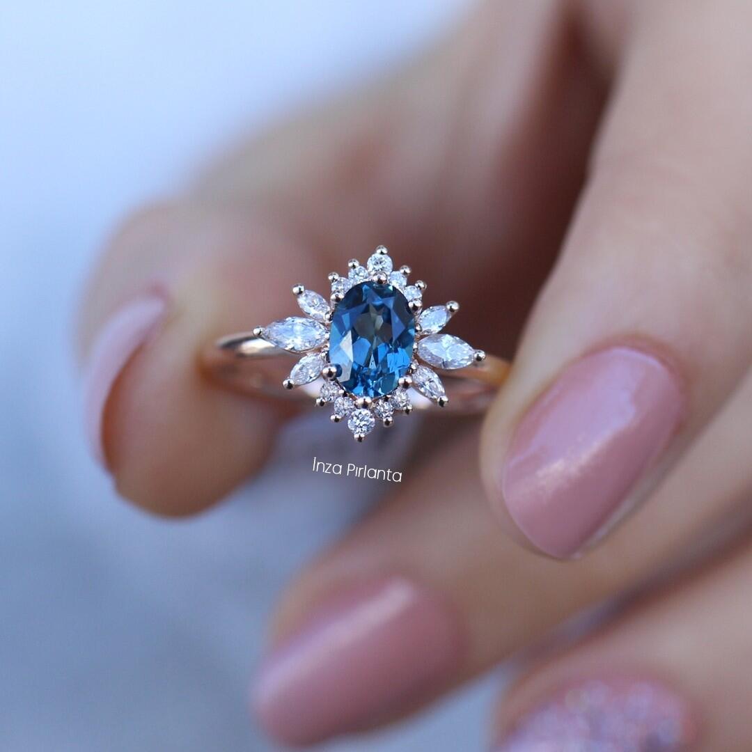 Vintage Artemis London Blue & Diamond Ring