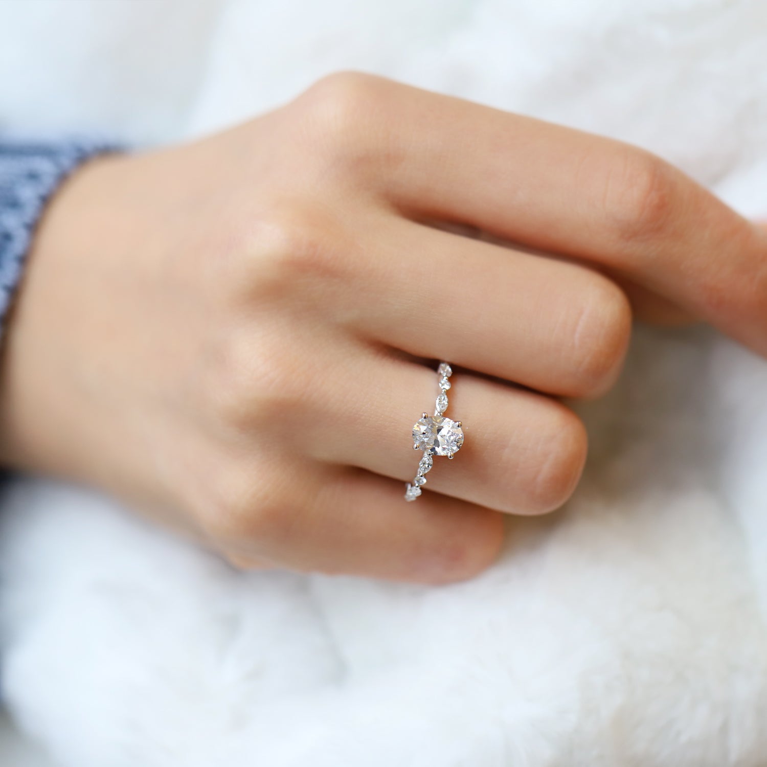 Vintage Elena White Topaz & Diamond Ring