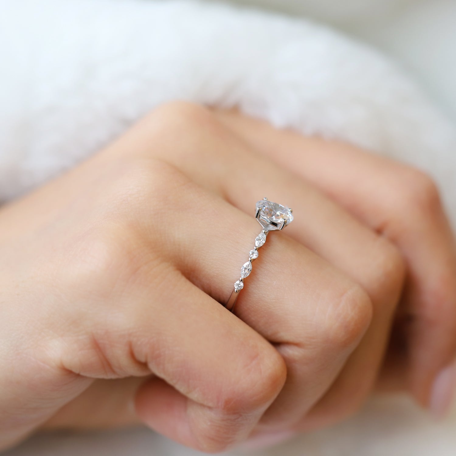 Vintage Elena White Topaz & Diamond Ring