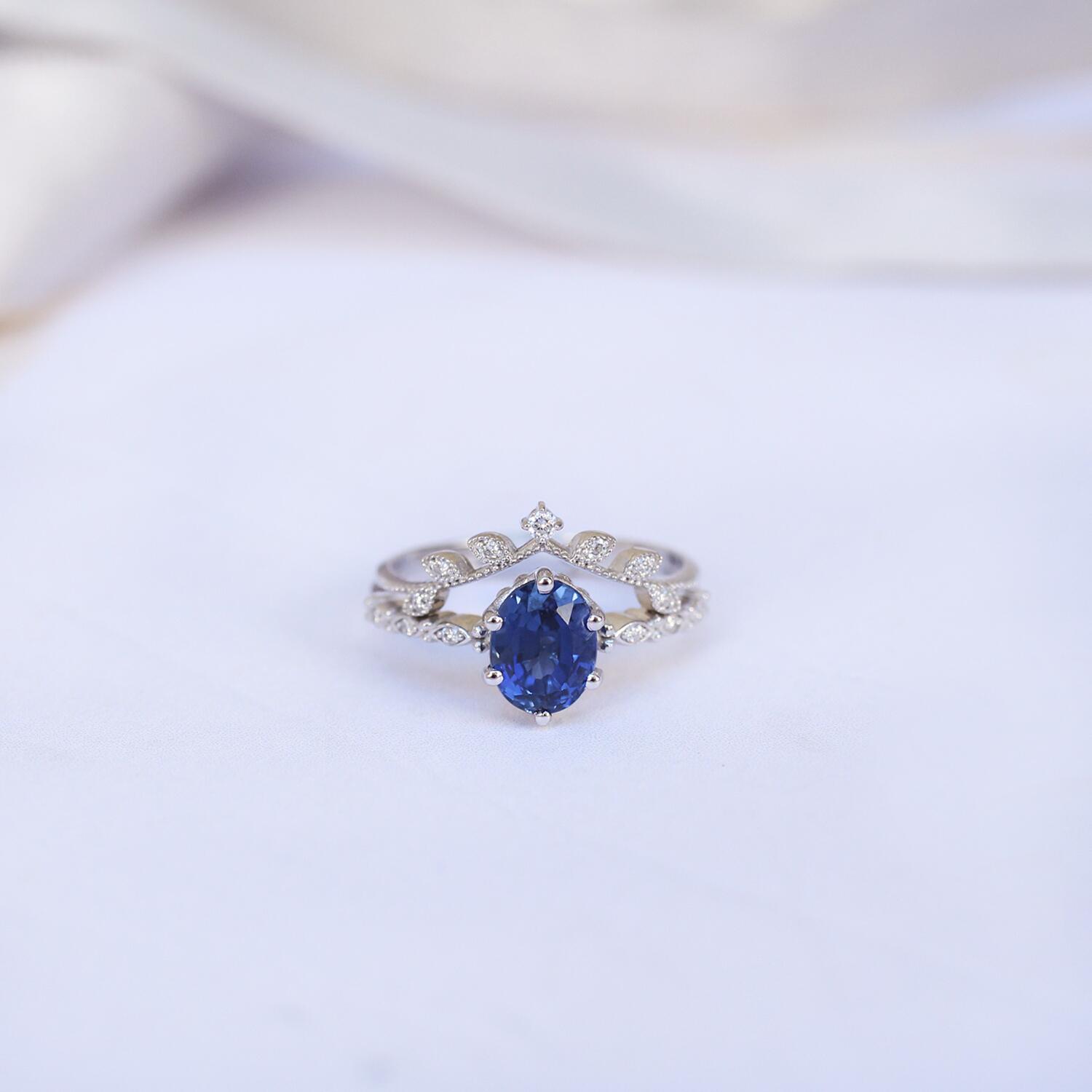 Vintage Branch & Sapphire Diamond Ring