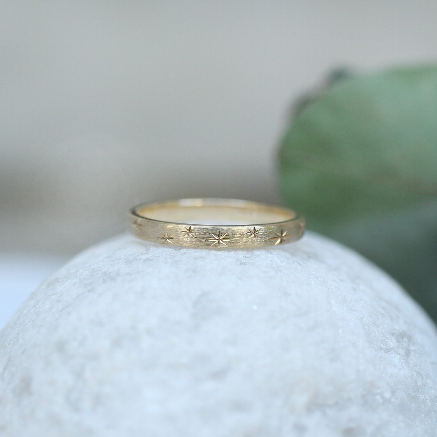 14K Gold Vintage Handmade Stella Wedding Band