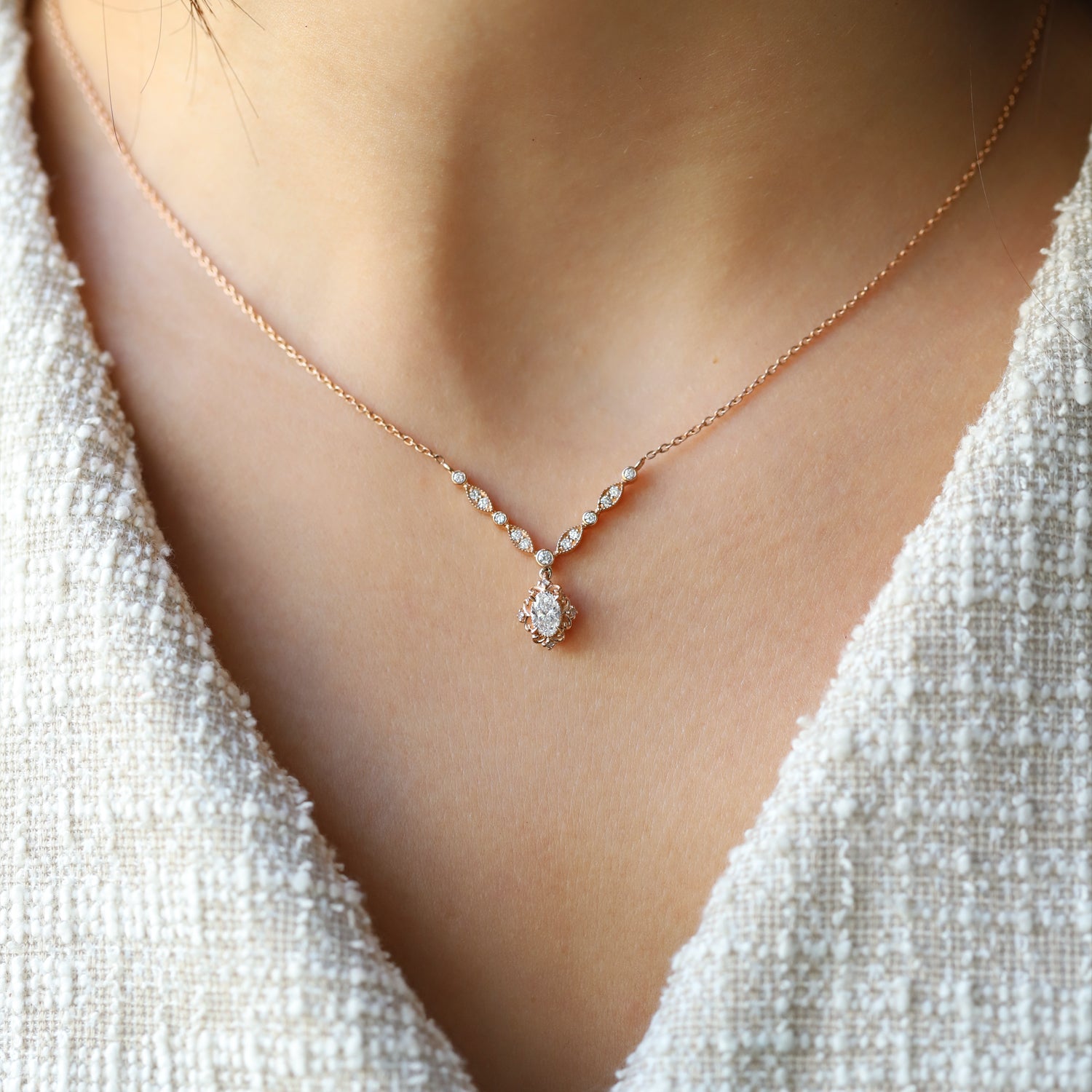 Vintage Emma Diamond & White Topaz Necklace