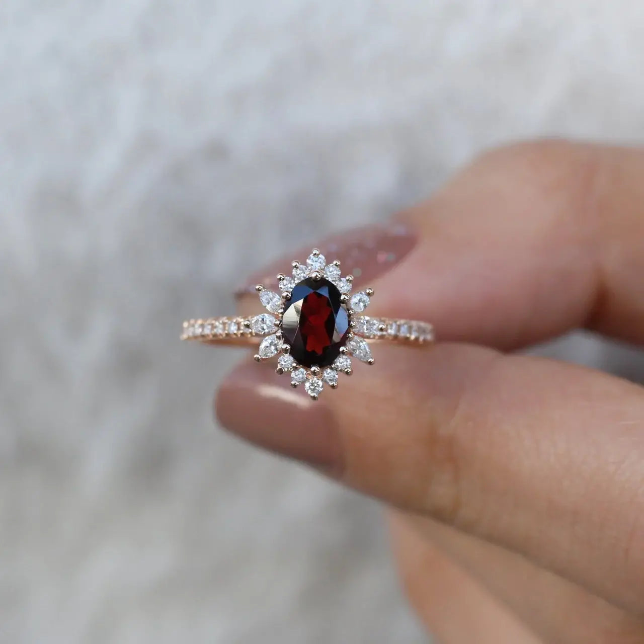 Vintage Hera Garnet & Diamond Ring