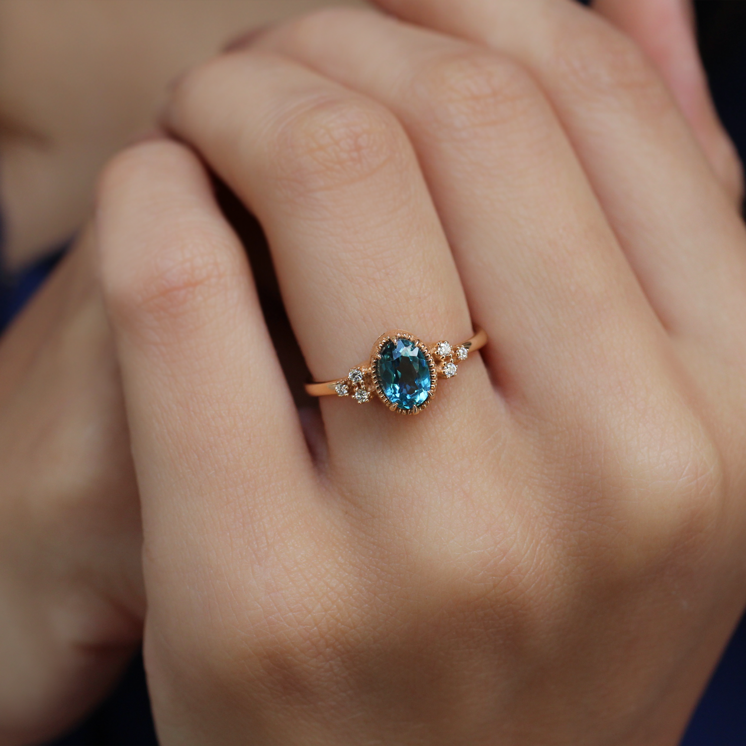 Vintage London Blue & Diamond Ring