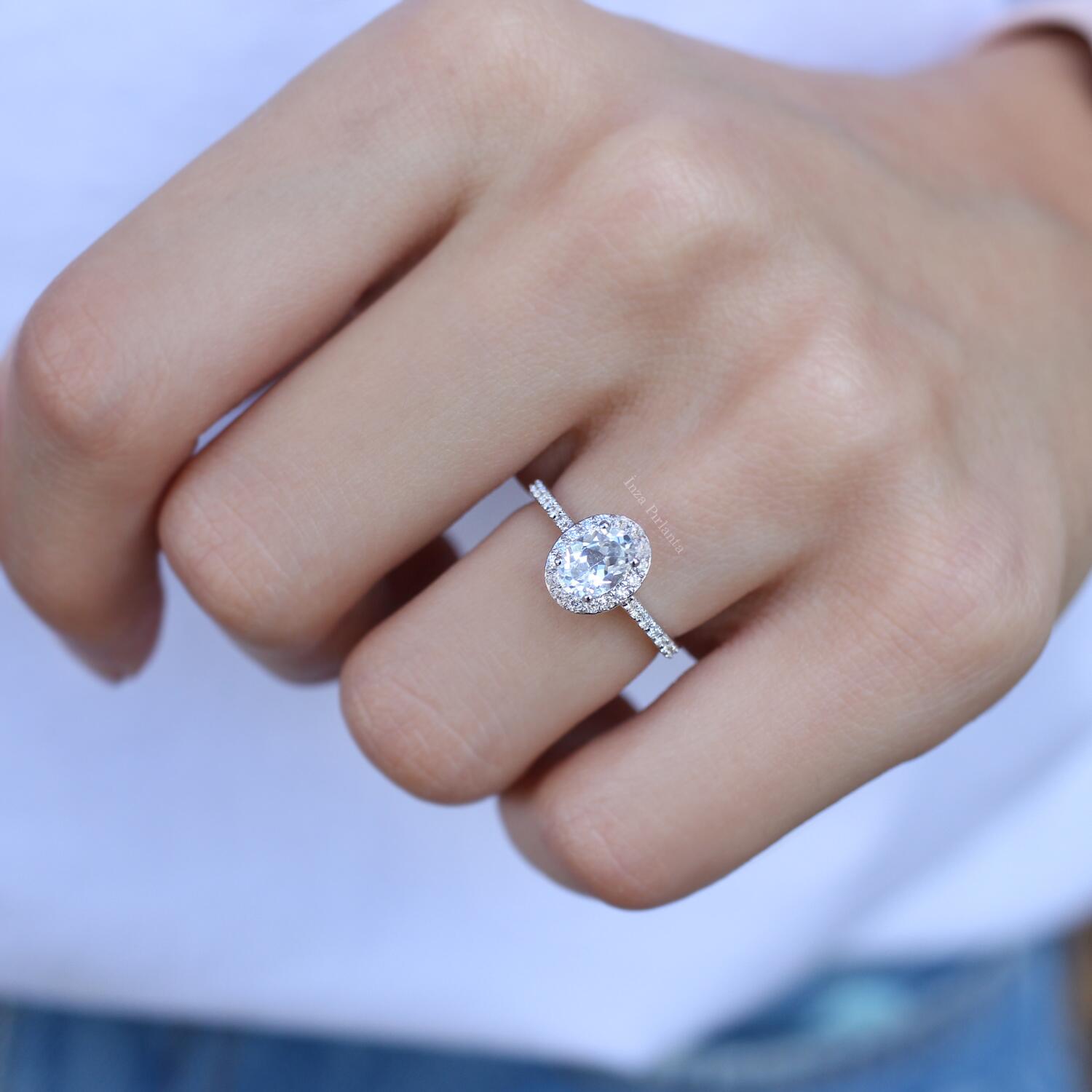 Vintage White Topaz & Diamond Ring