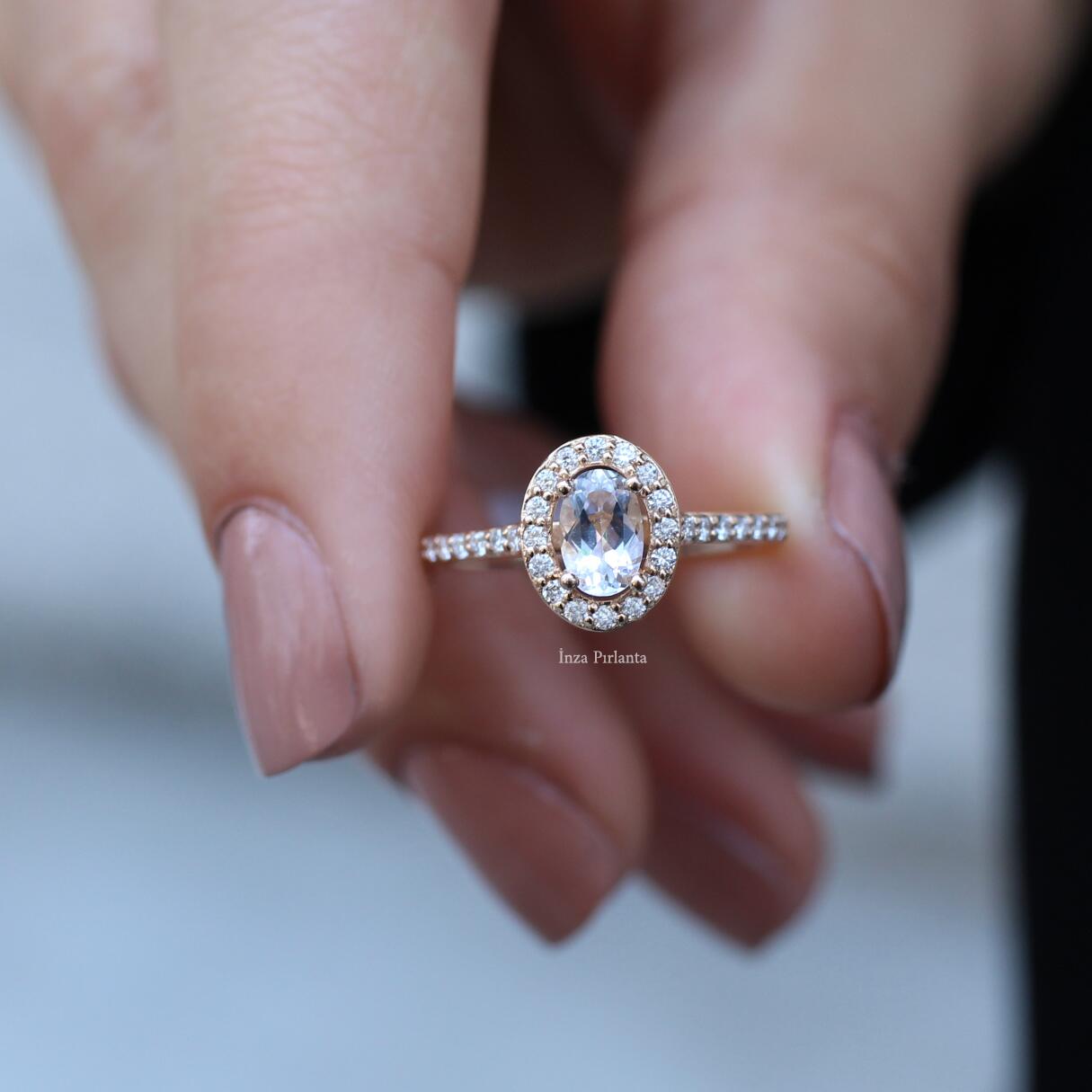 Vintage White Topaz & Diamond Ring