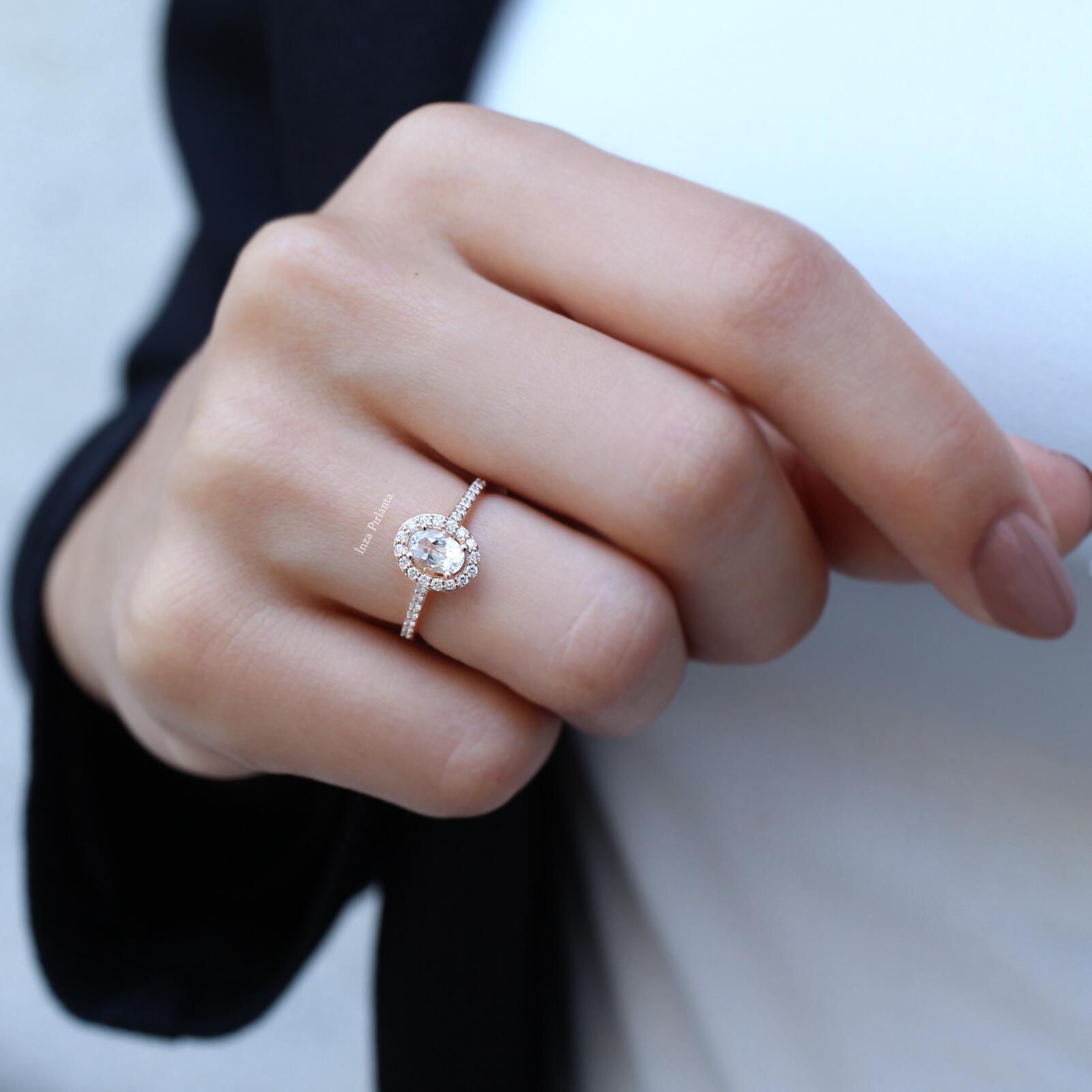 Vintage White Topaz & Diamond Ring
