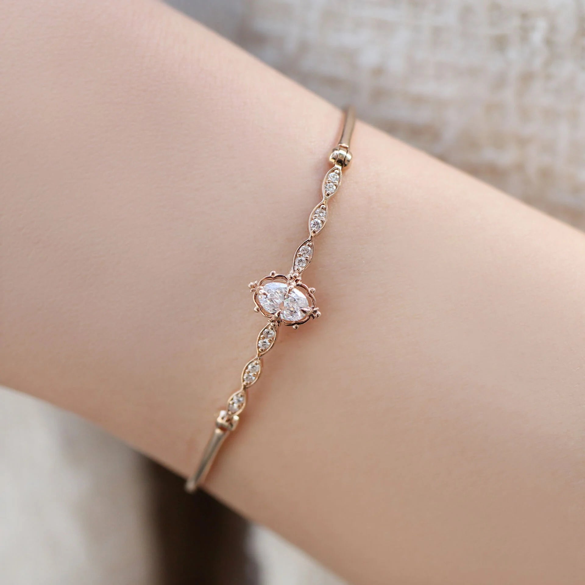Vintage Custom Design Aria White Topaz & Diamond Bracelet