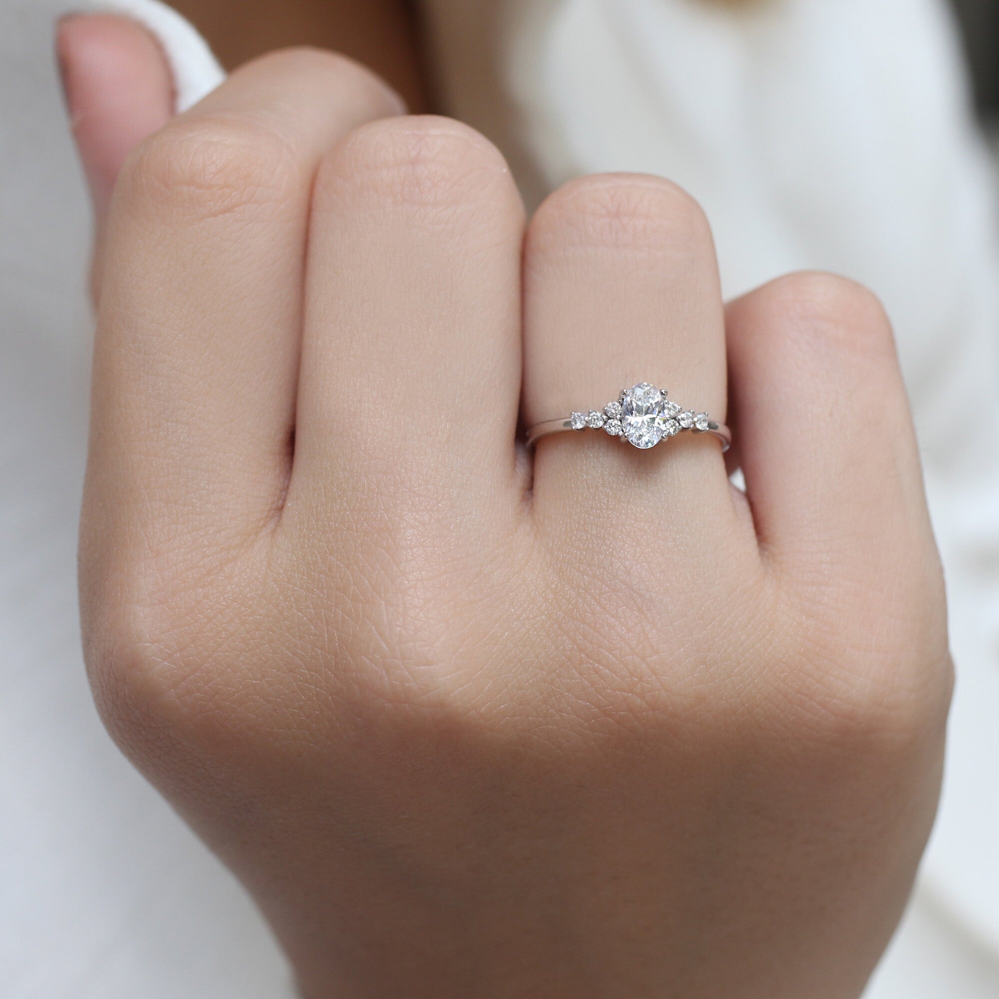 Vintage Custom Design White Topaz & Diamond Ring