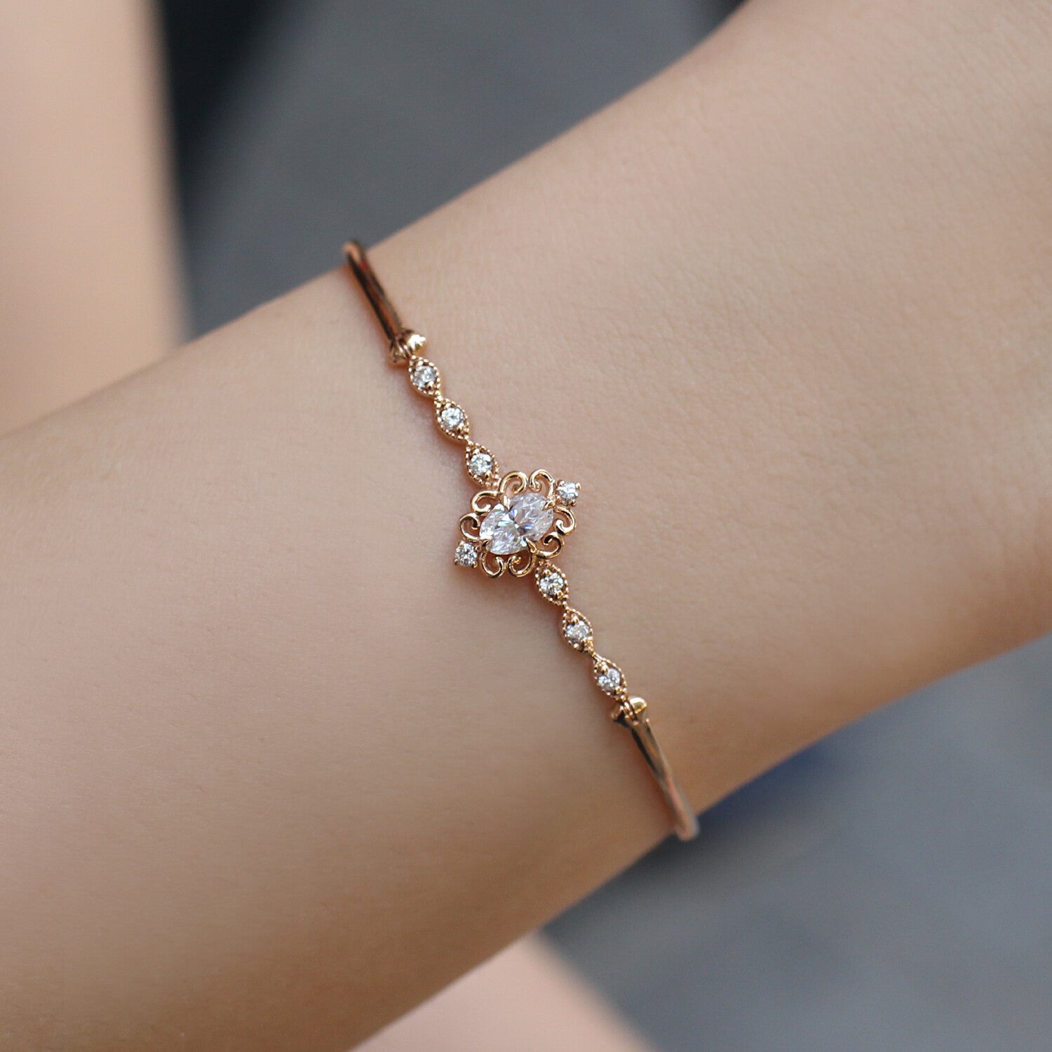 Vintage Custom Design Mia White Topaz & Diamond Bracelet