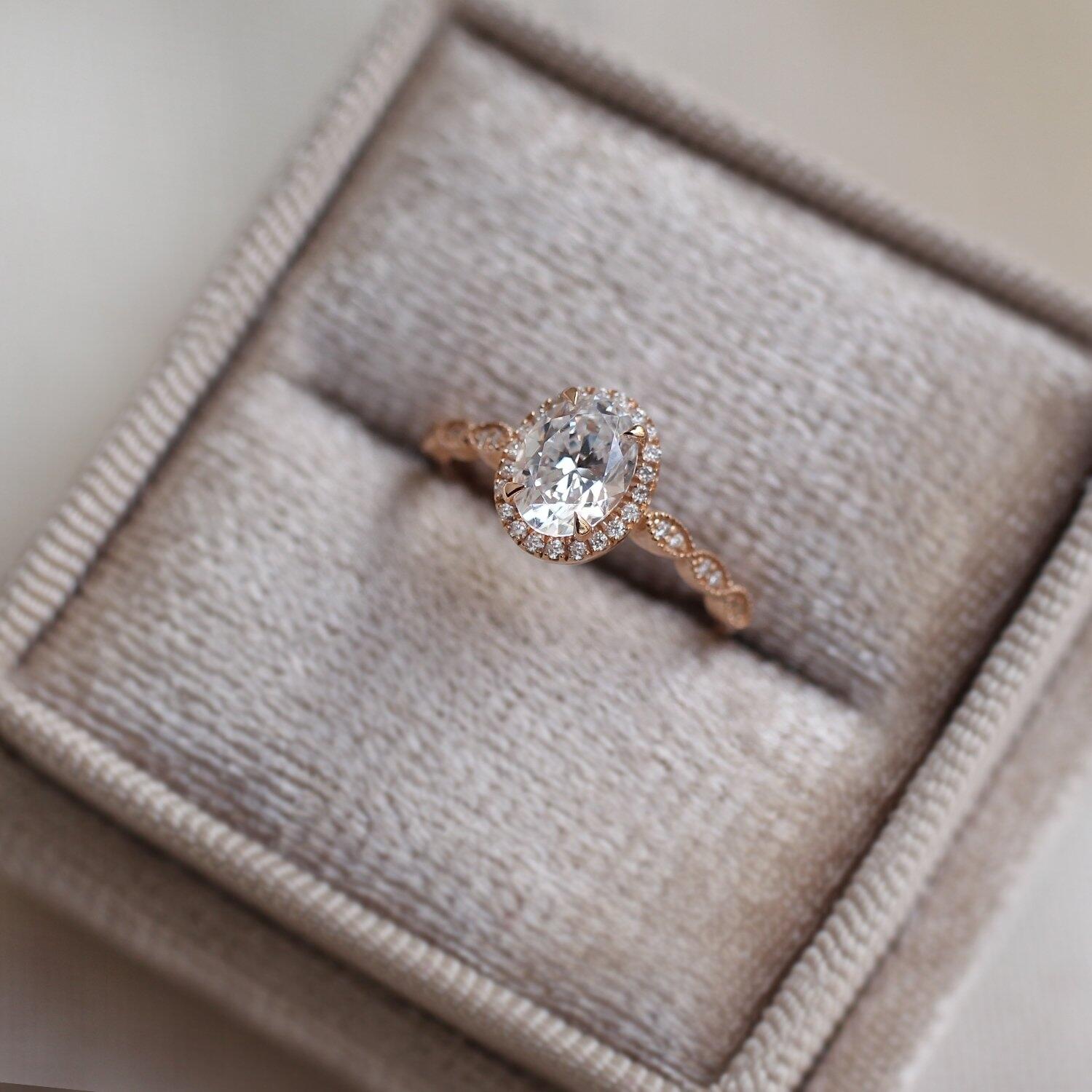 Vintage Design White Topaz & Diamond Ring