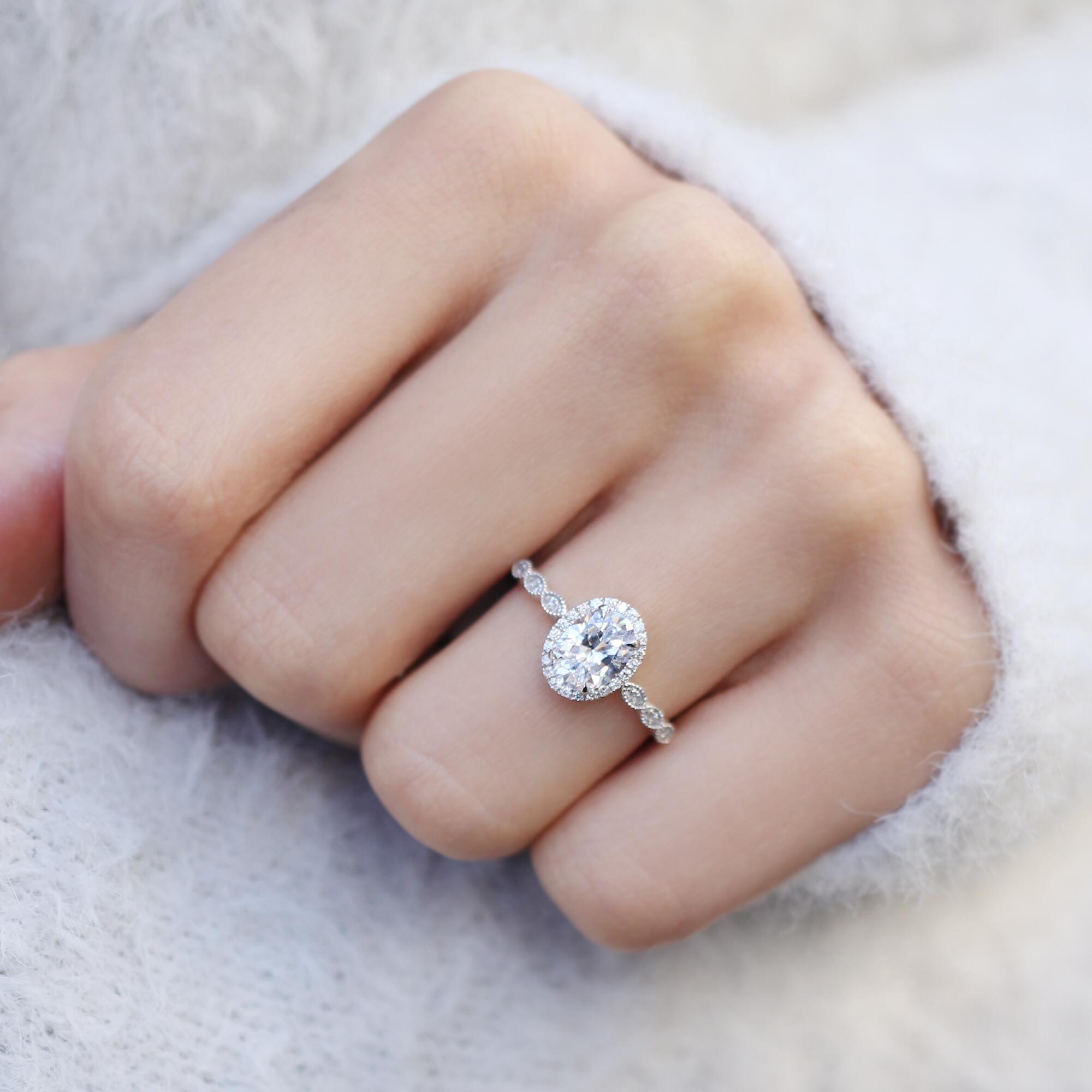 Vintage Design White Topaz & Diamond Ring