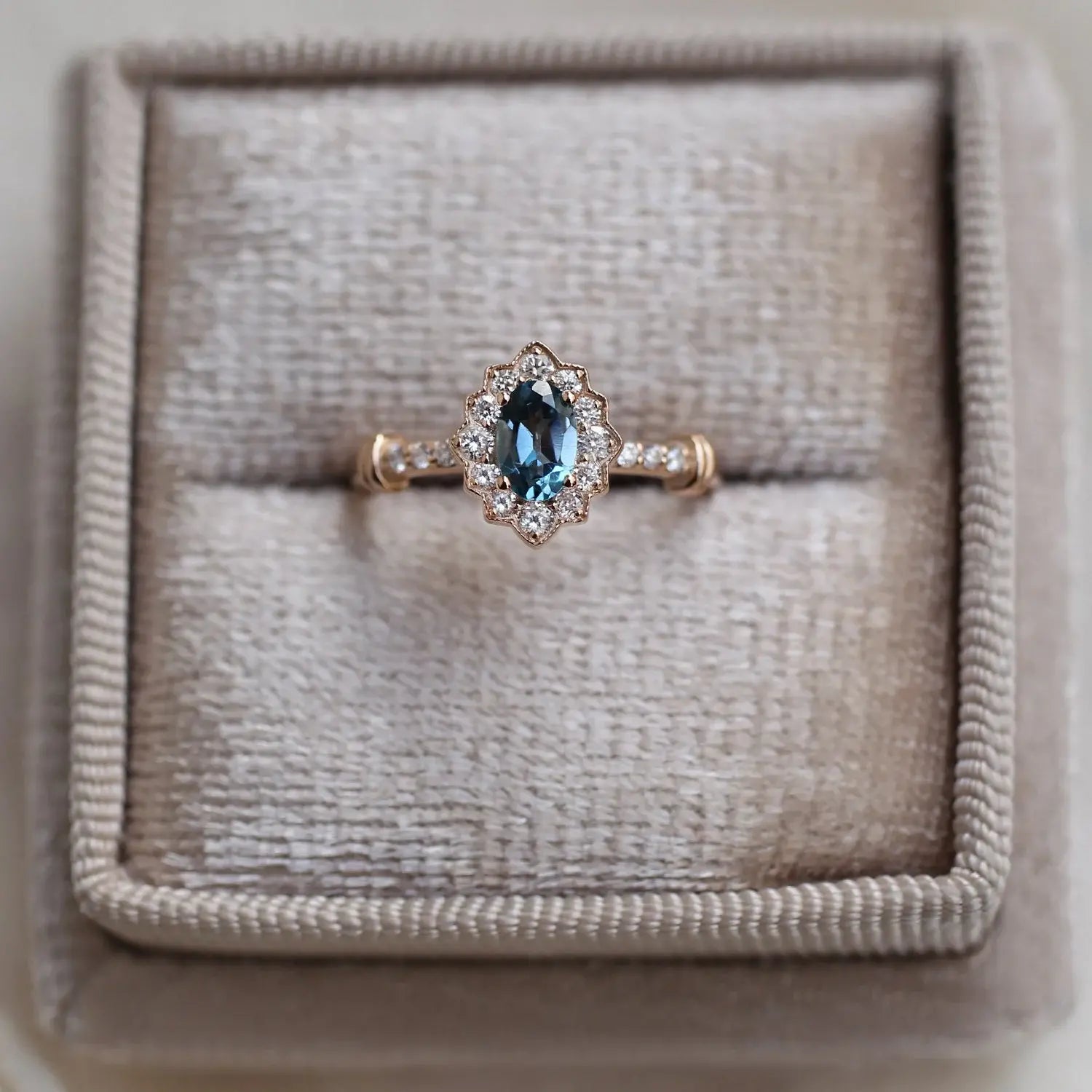 Vintage Venice London Blue & Diamond Ring