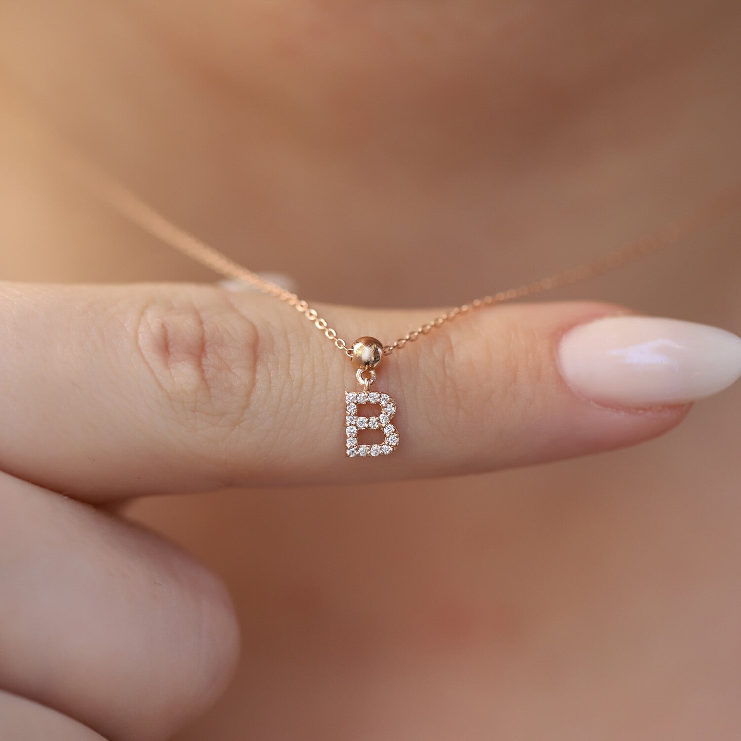 0.05 Carat Custom Design Letter Diamond Necklace