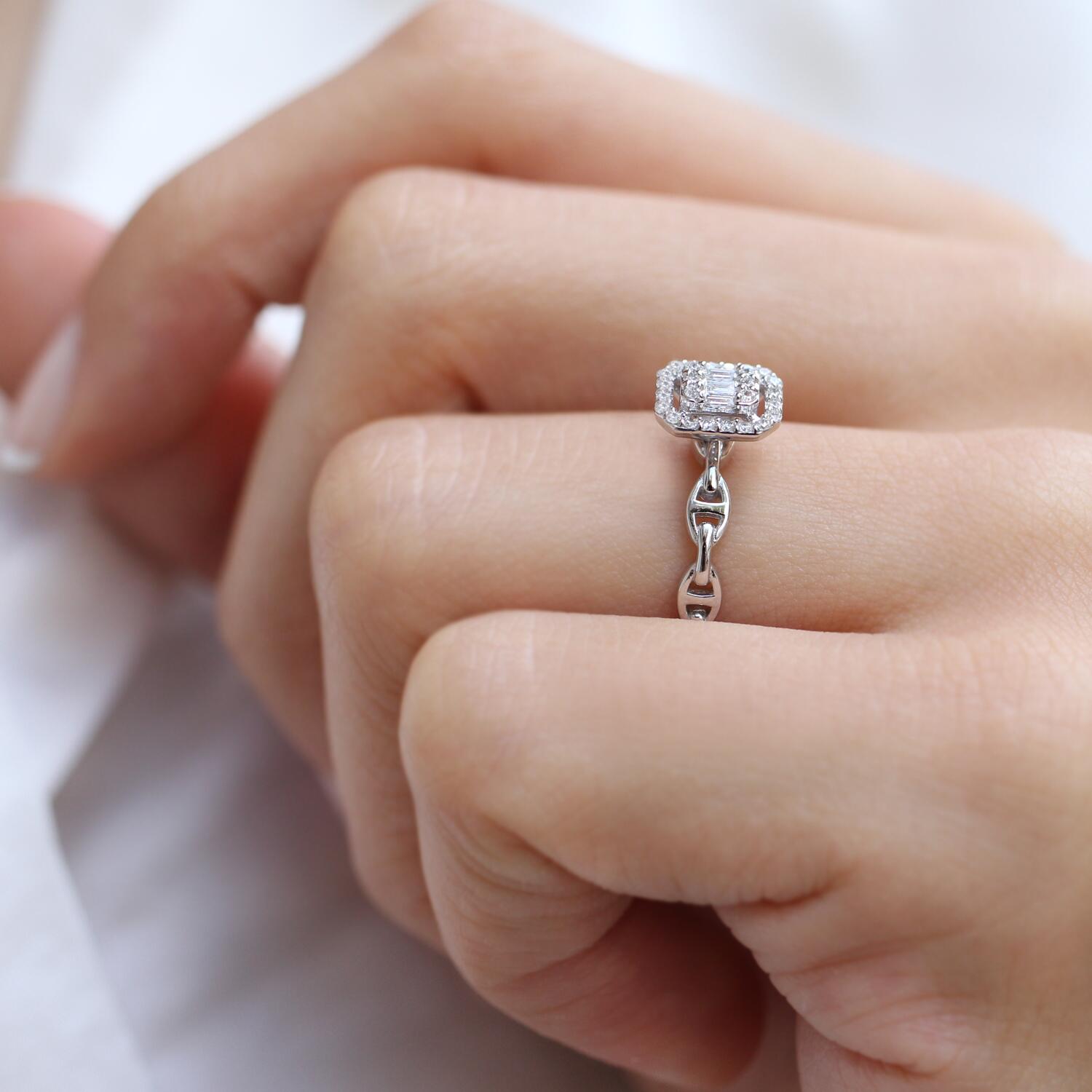 0.20 Carat Custom Designed Diamond Baguette Ring