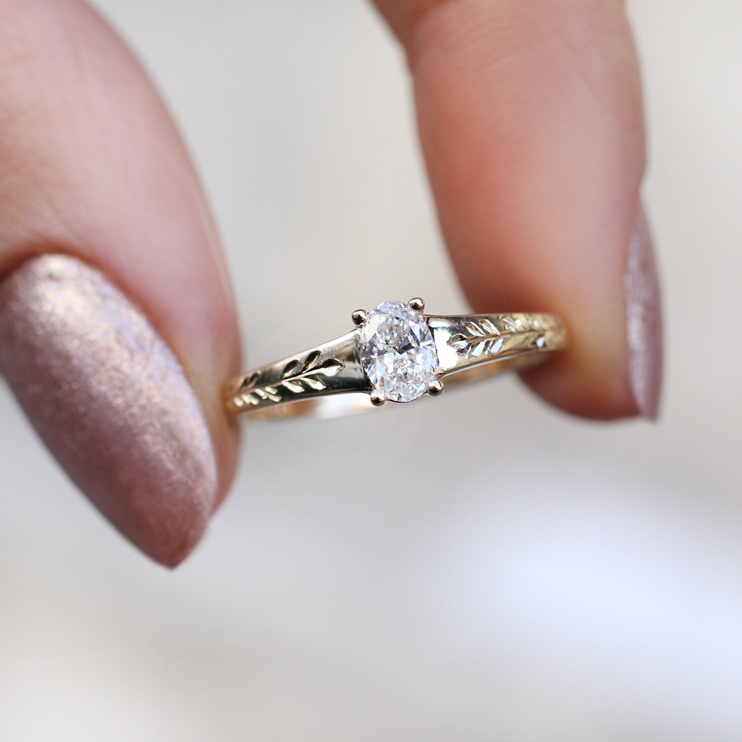 0.30 Carat F SI2 GIA Certified Vintage Kate Design Diamond Ring
