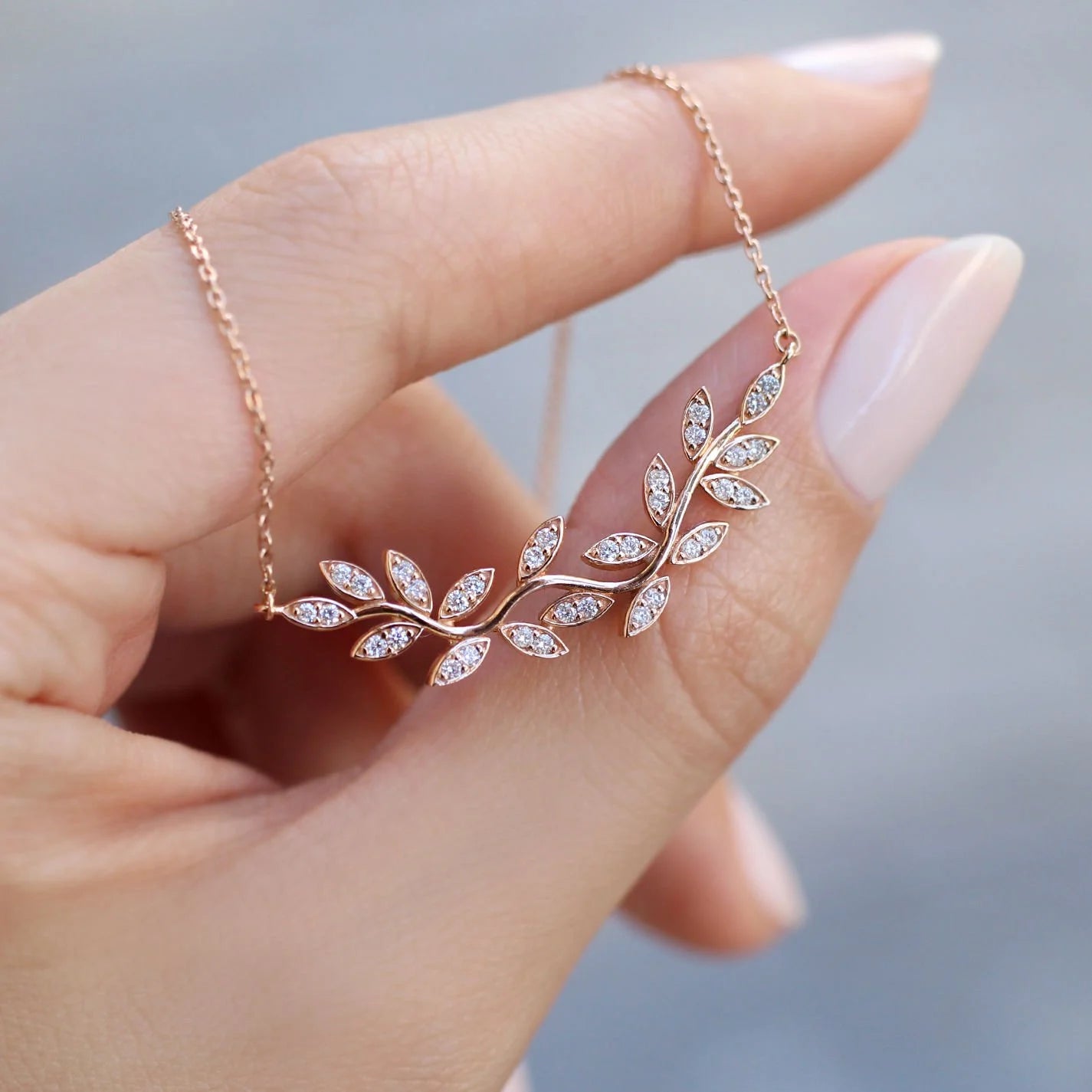 0.30 Carat Custom Design Branch Diamond Necklace