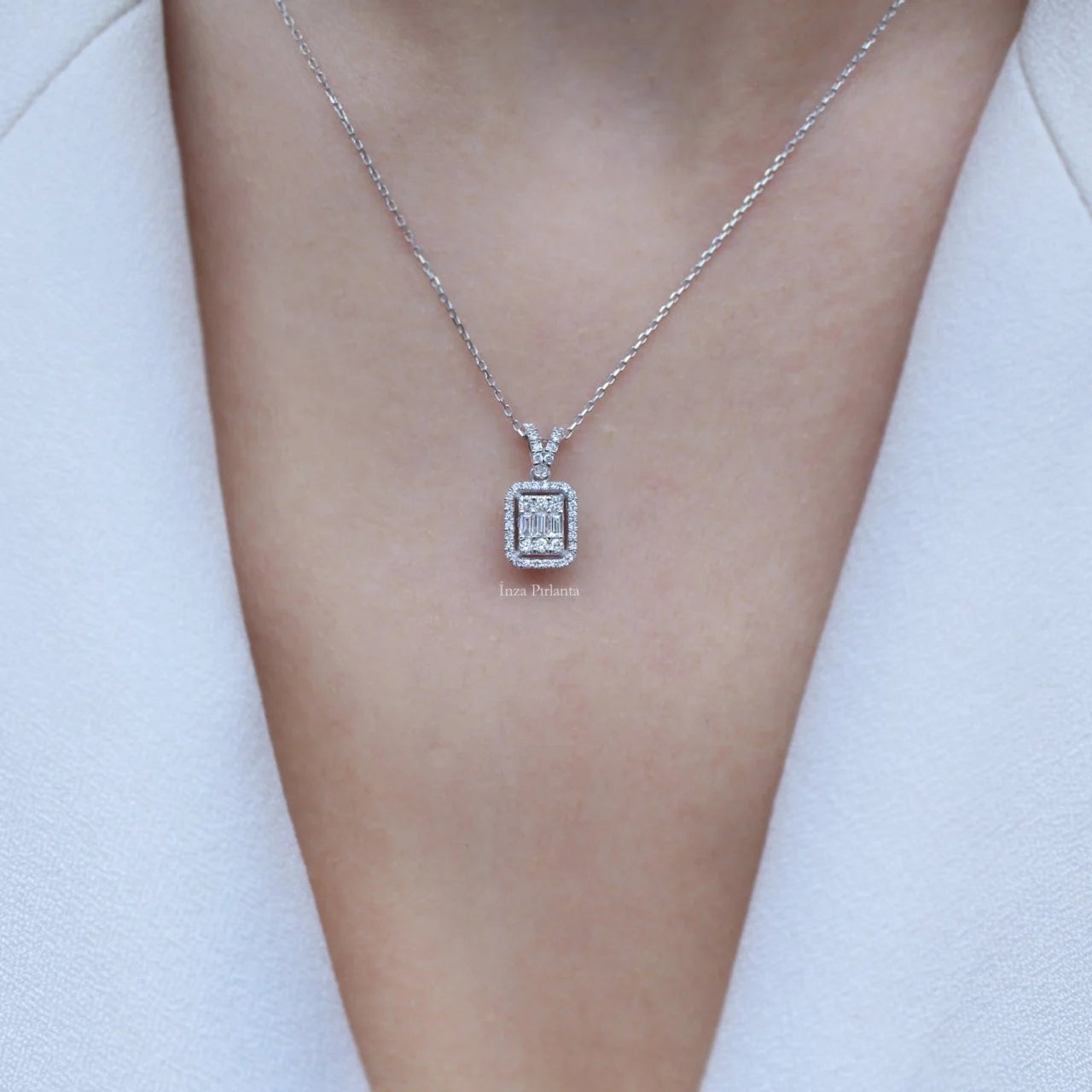 0.30 Carat Diamond Baguette Necklace
