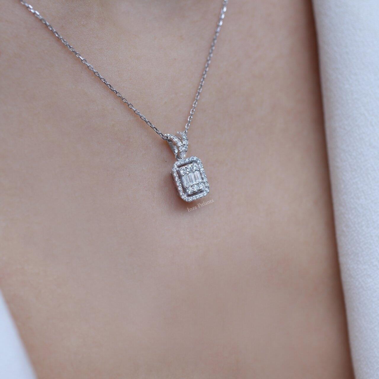 0.30 Carat Diamond Baguette Necklace