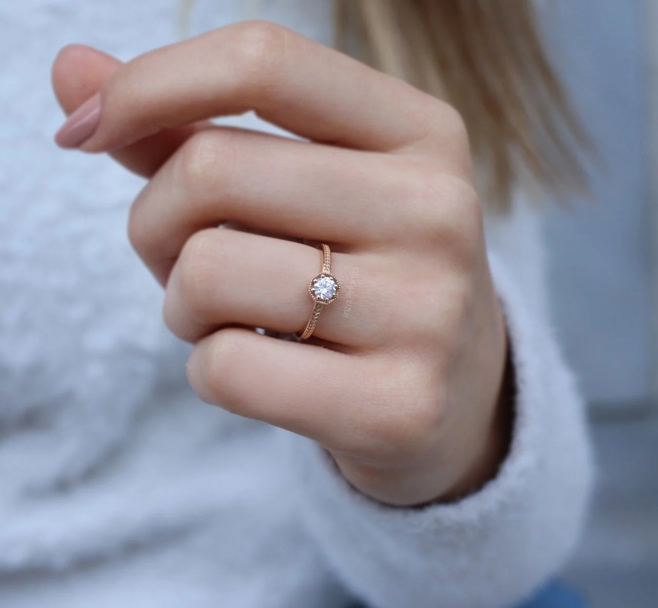 0.30 Karat achteckiger Ähre-Diamantring
