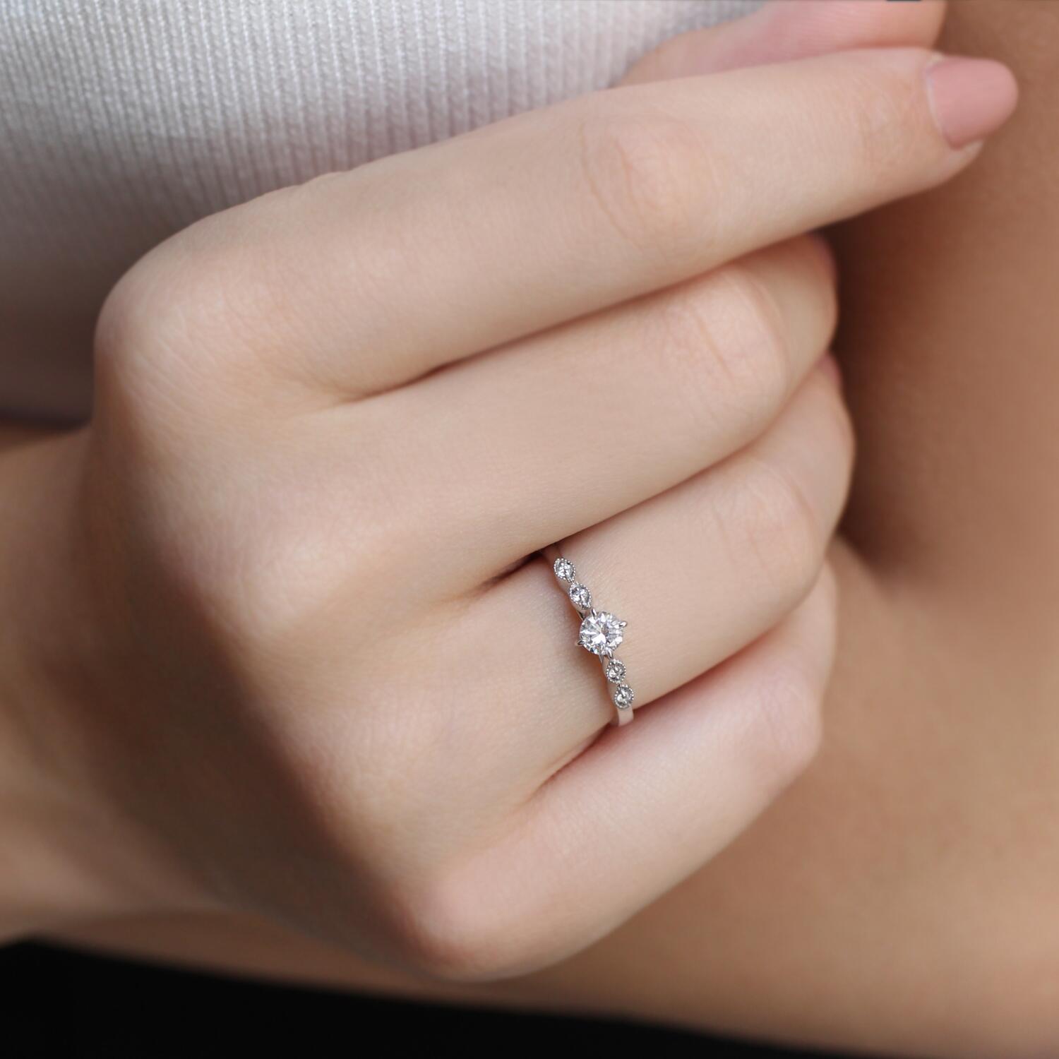 0.35 Carat F VS2 Vintage GIA Certified Diamond Solitaire Ring
