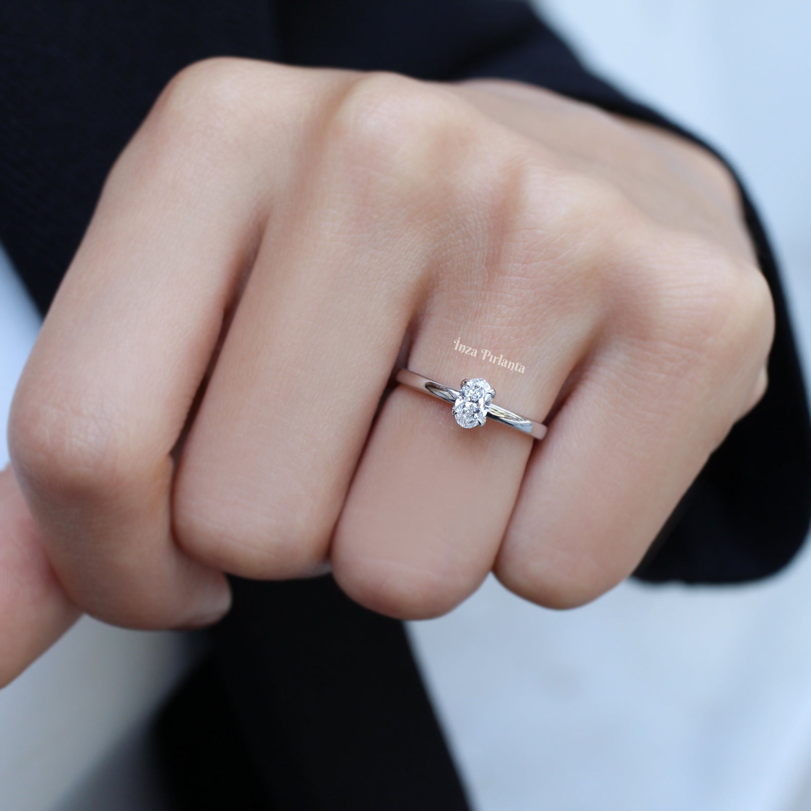 0.35 Carat Oval Diamond Solitaire Ring