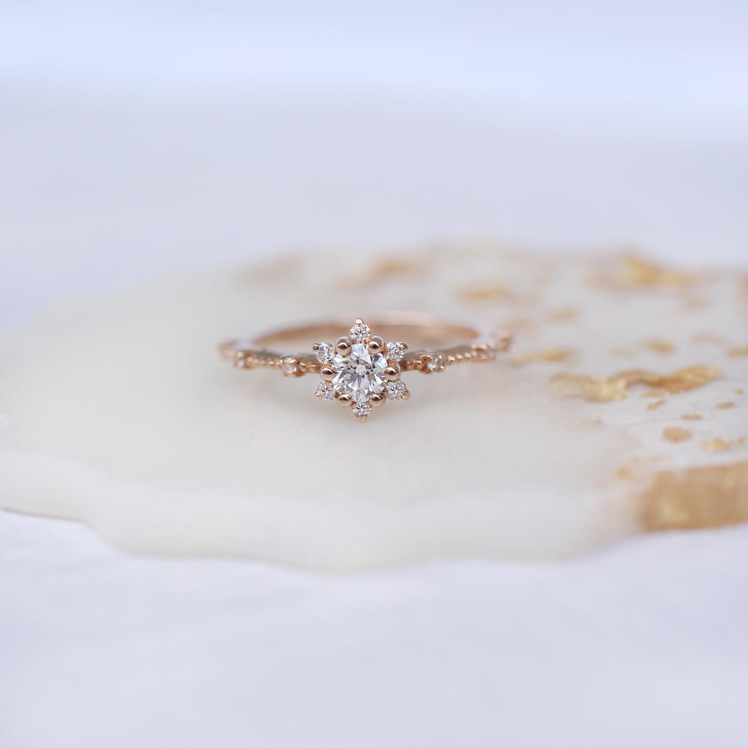 0.35 Carat Vintage Snowflake Diamond Ring