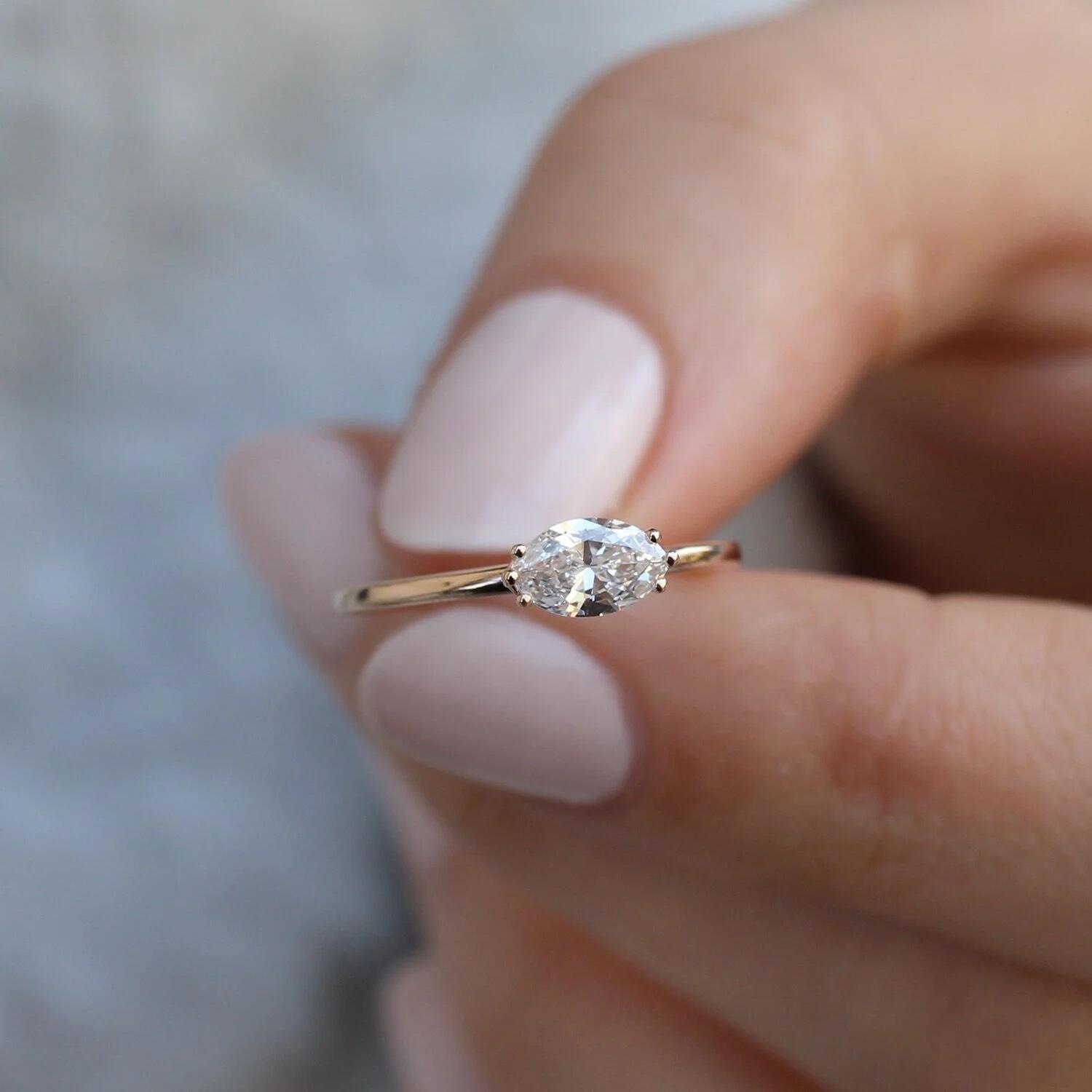 0.40 Carat Special Design Marquise Diamond Solitaire Ring