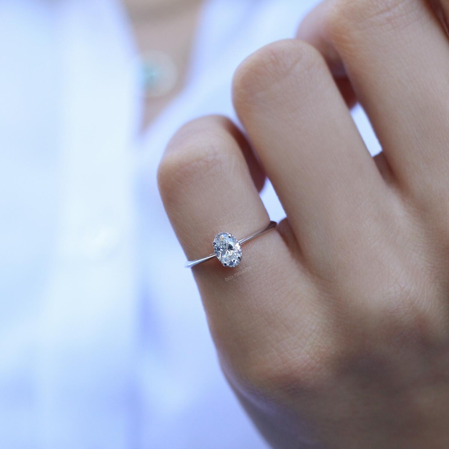 0.40 Carat Vintage Custom Design Oval Diamond Ring