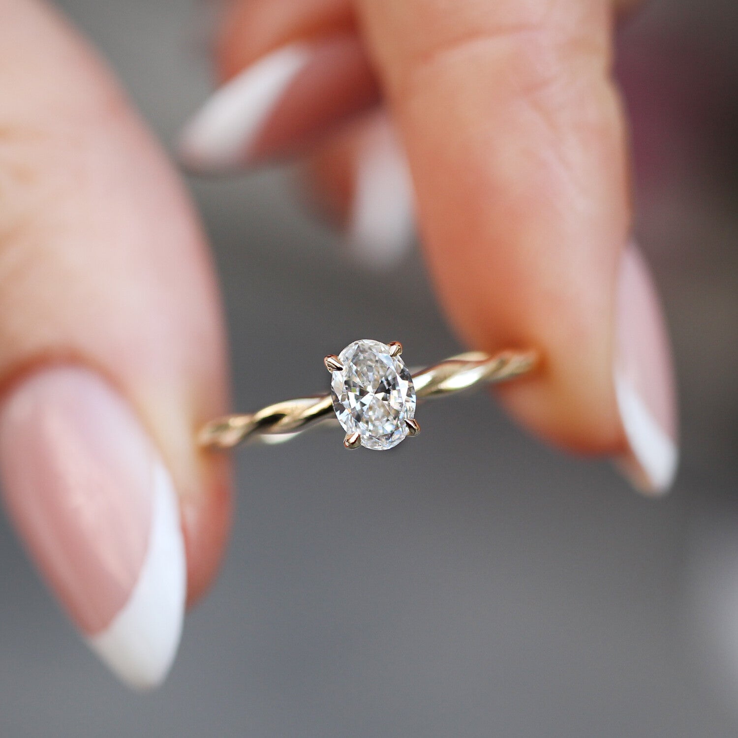 0.40 Carat D VS1 GIA Custom Design Oval Diamond Twist Ring
