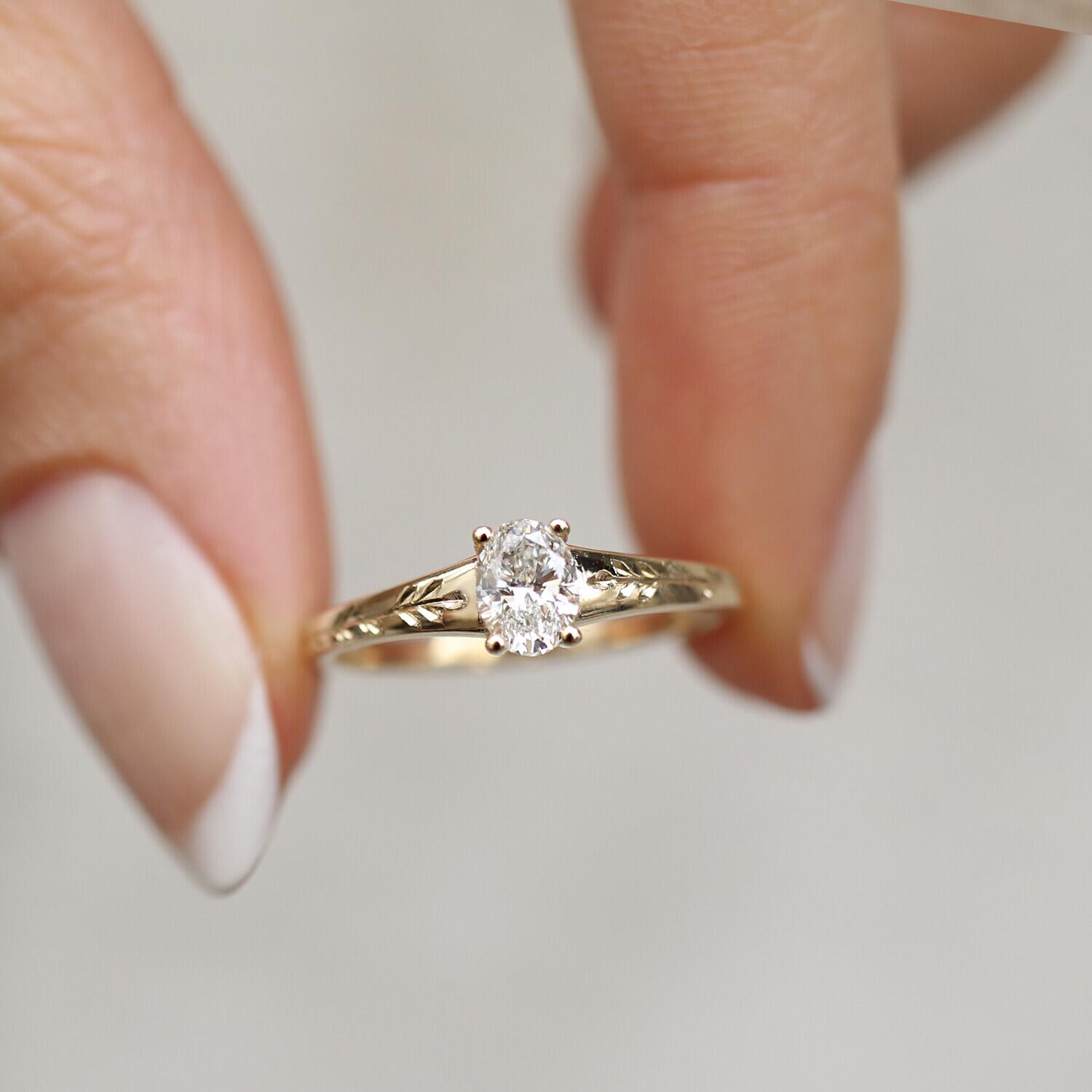 0.40 Carat F SI2 GIA Certified Vintage Kate Design Diamond Ring