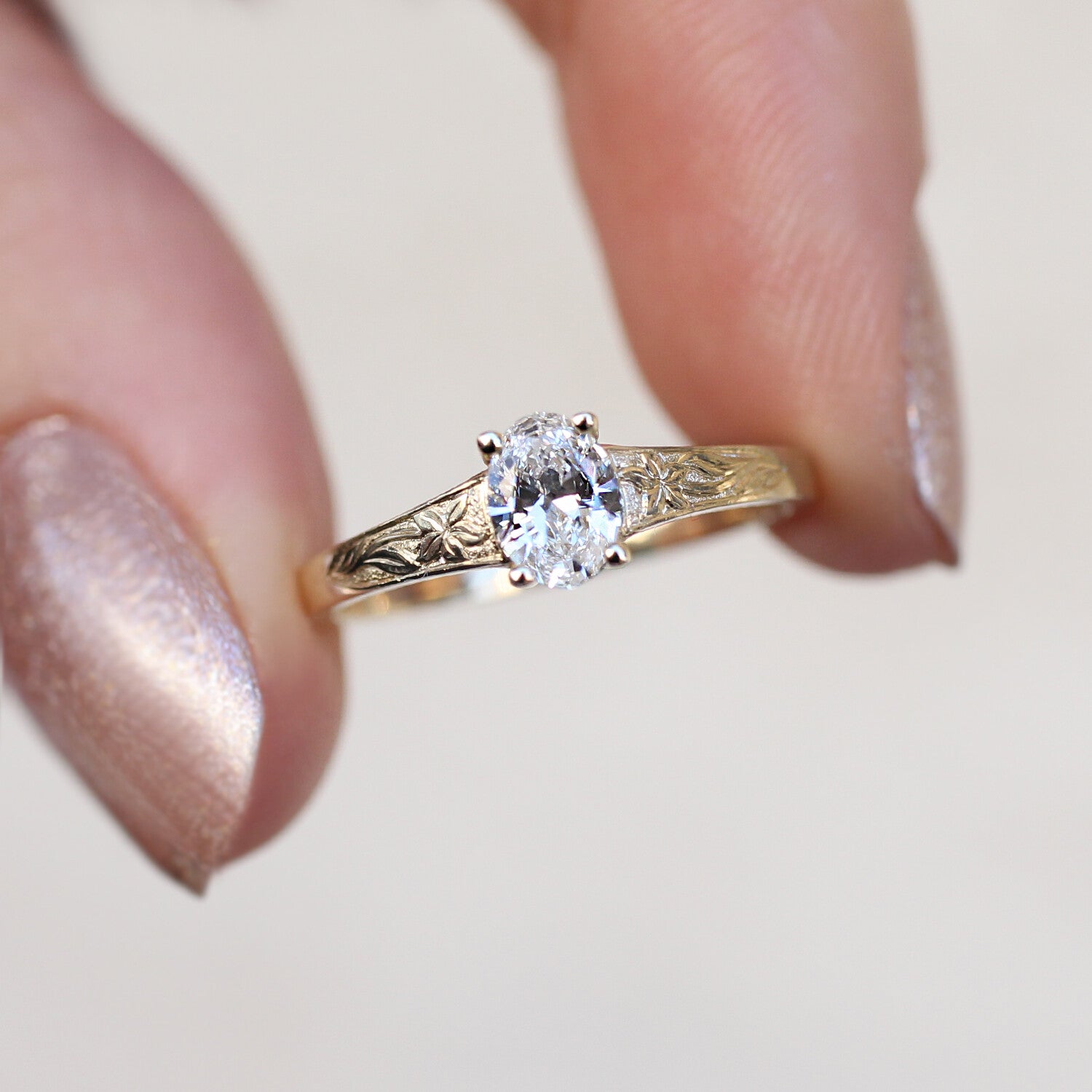 0.40 Carat F SI2 GIA Certified Vintage Yasmin Design Diamond Ring