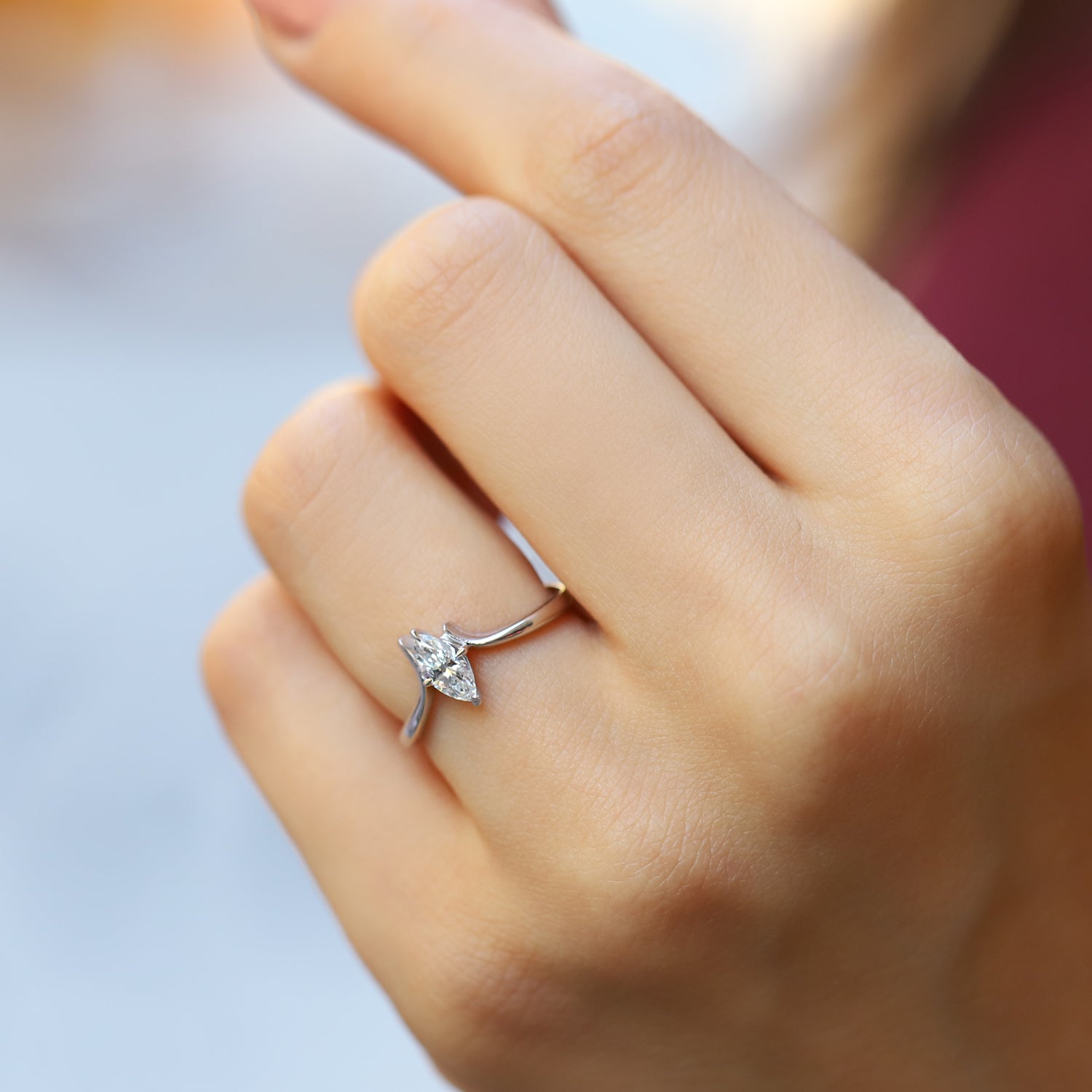 0.40 Carat Special Design Marquise Diamond Solitaire Ring