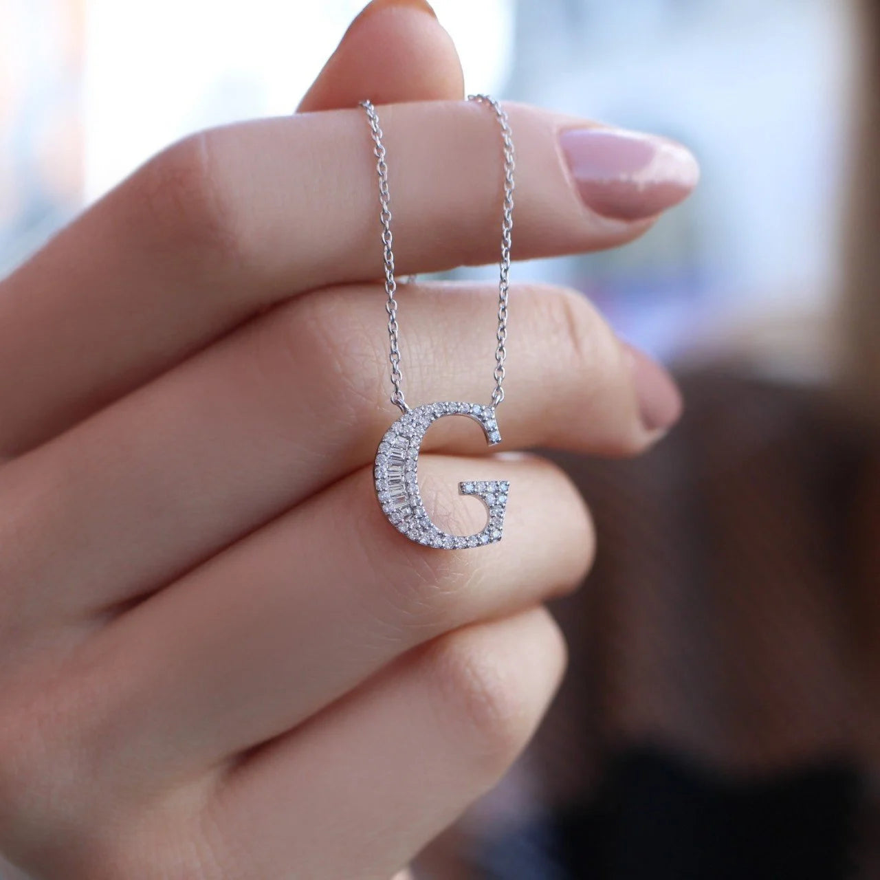 0.40 Carat Custom Design Diamond Letter Necklace