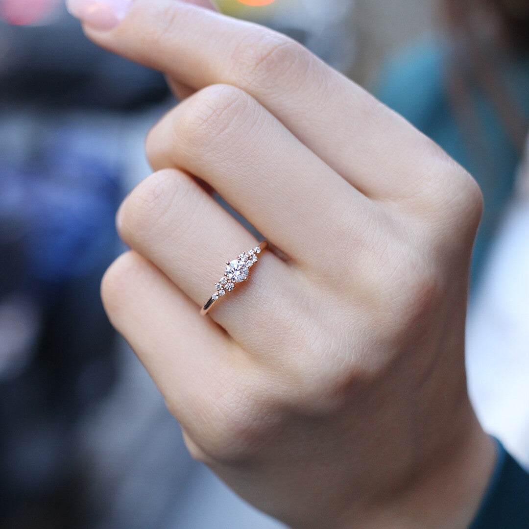0.40 Karat Vintage Sonderanfertigung Asymmetrischer Diamant-Solitärring