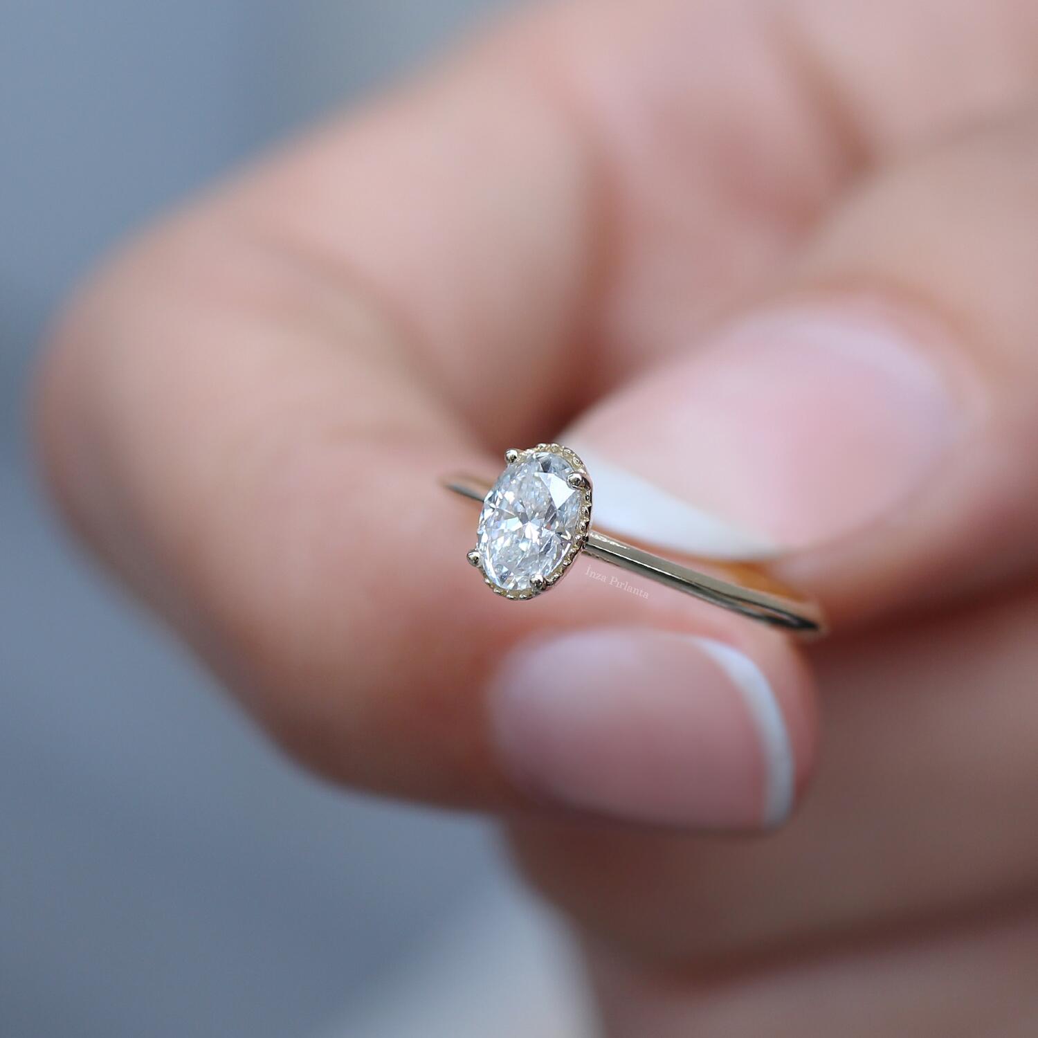 0.40 Carat Vintage Custom Design Oval Diamond Ring