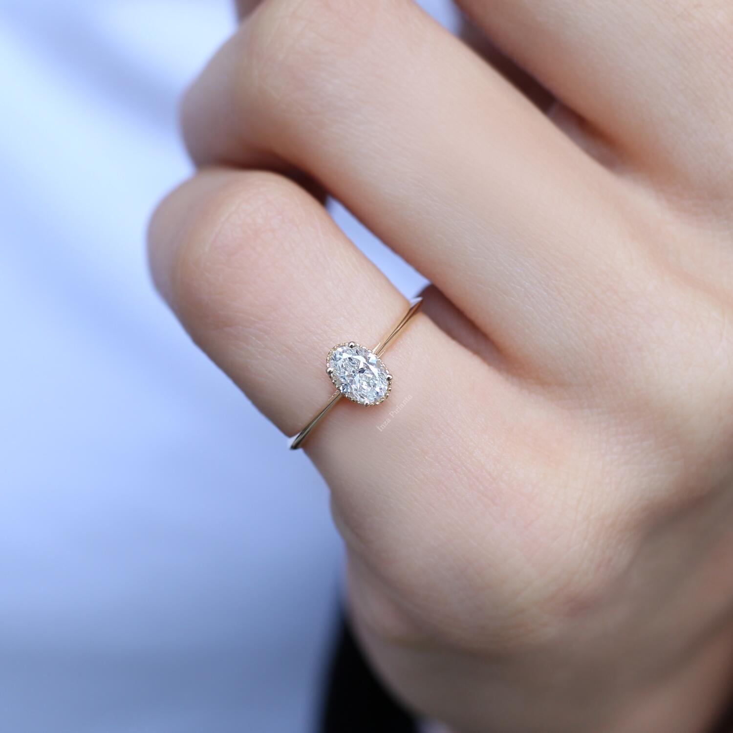 0.40 Carat Vintage Custom Design Oval Diamond Ring