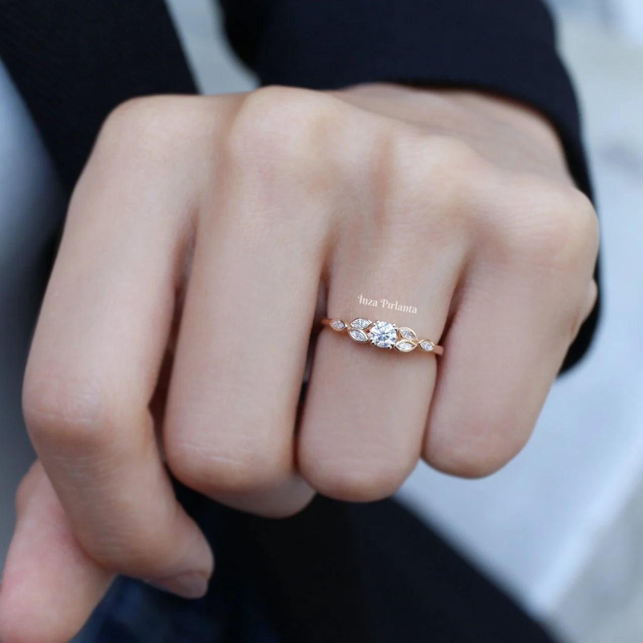 0.40 Karat Vintage Design Marquis Diamantring