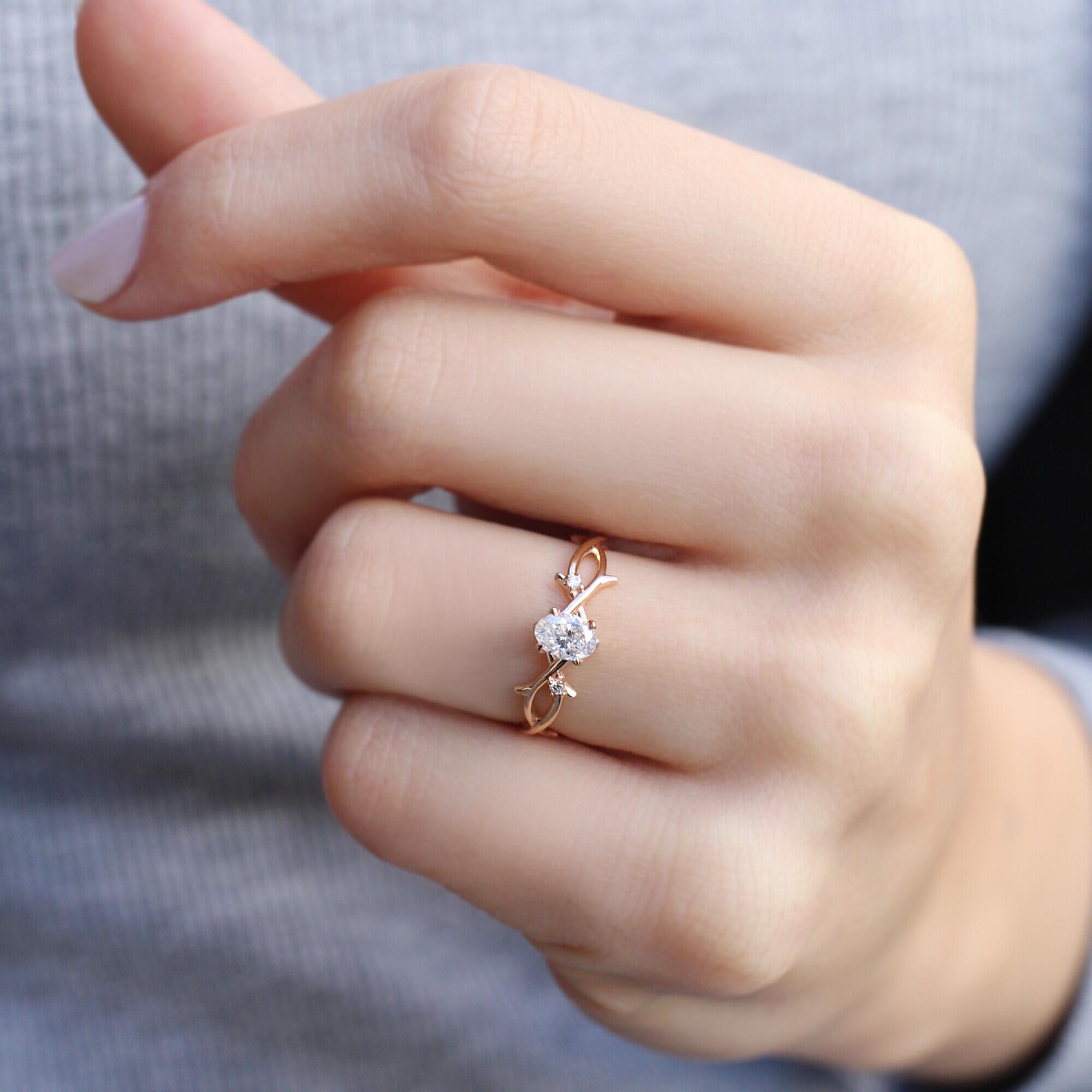 0,42 Karat Designer Diamant Solitärring „Ast“