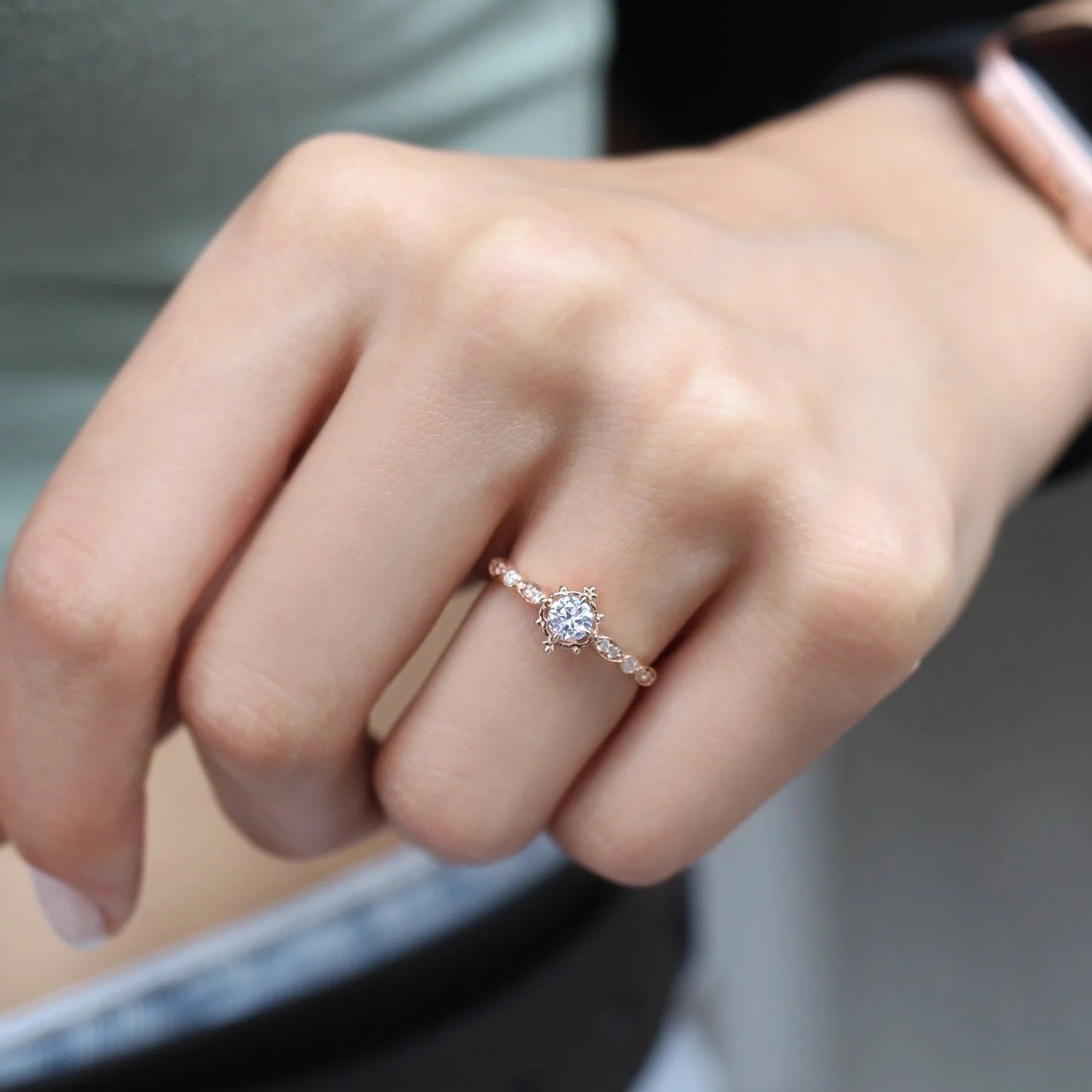 0.42 Carat Vintage Mila Custom Design Diamond Ring