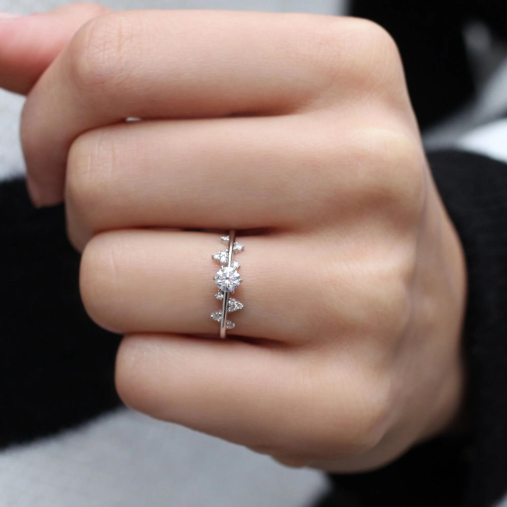 0.42 Carat Vintage Custom Design Solitaire Diamond Ring