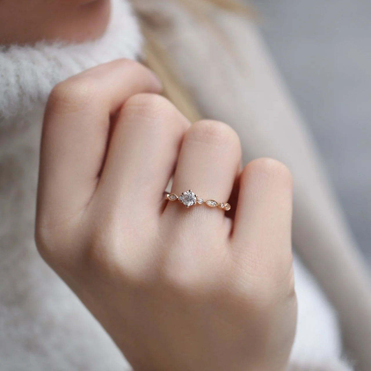 0.42 Carat Vintage Design Diamond Solitaire Ring