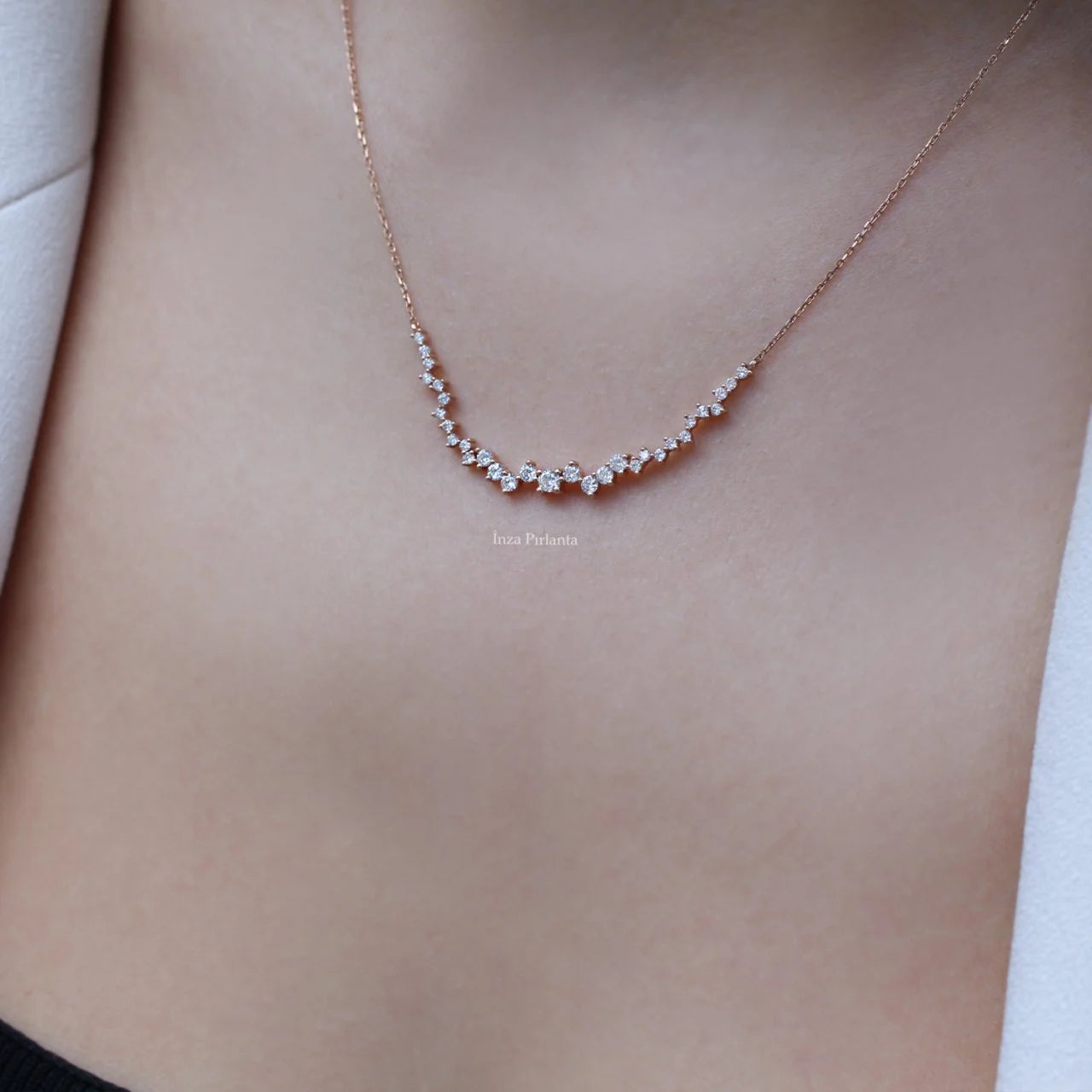 0.45 Carat Custom Design Asymmetrical Diamond Necklace