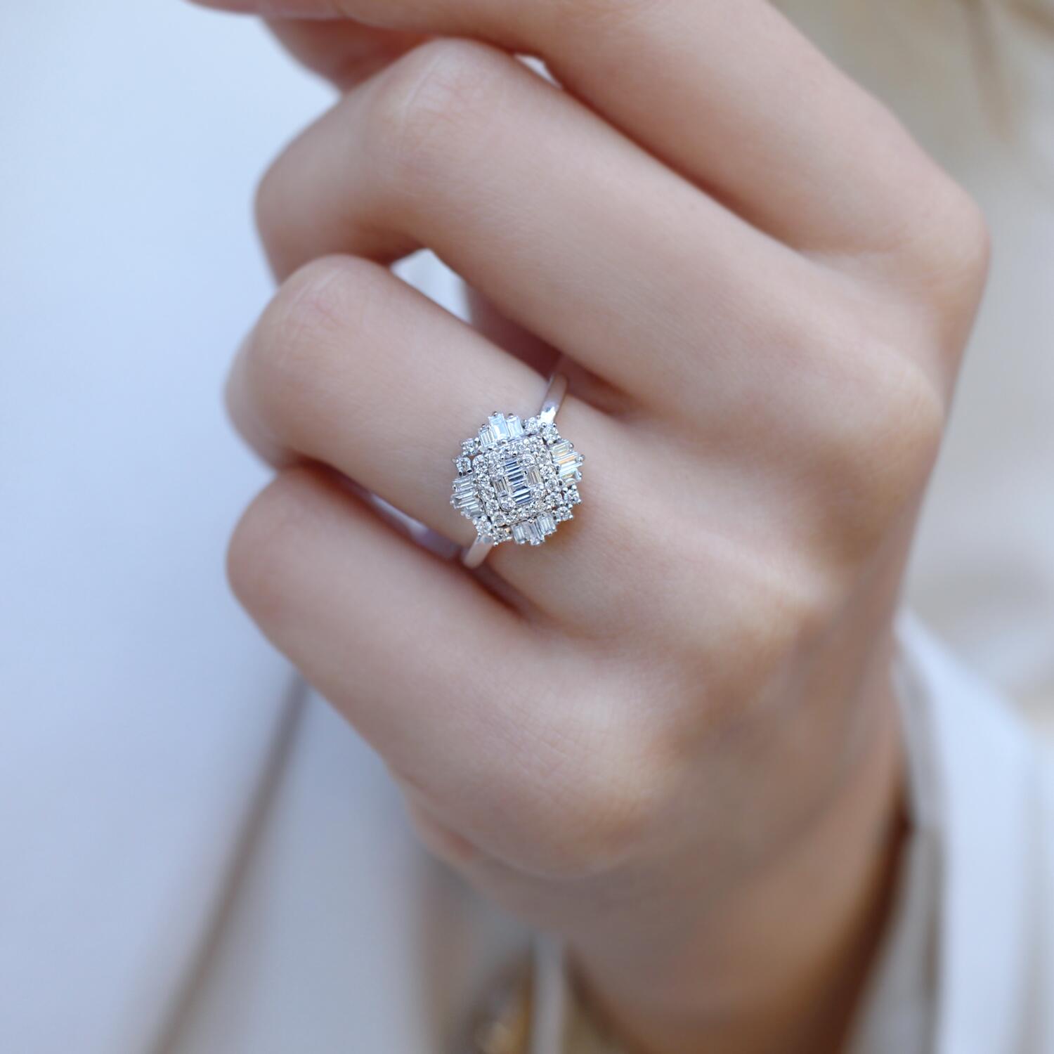 0.45 Carat Custom Design Diamond Baguette Ring