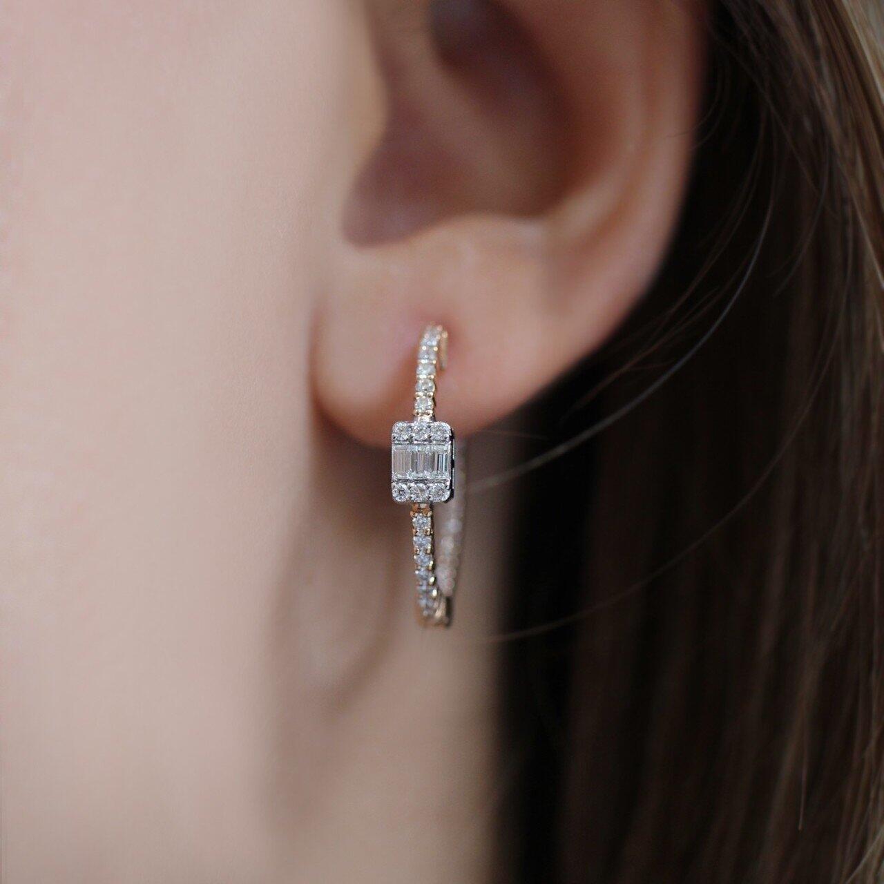 0.45 Carat Designed Diamond Baguette Earrings