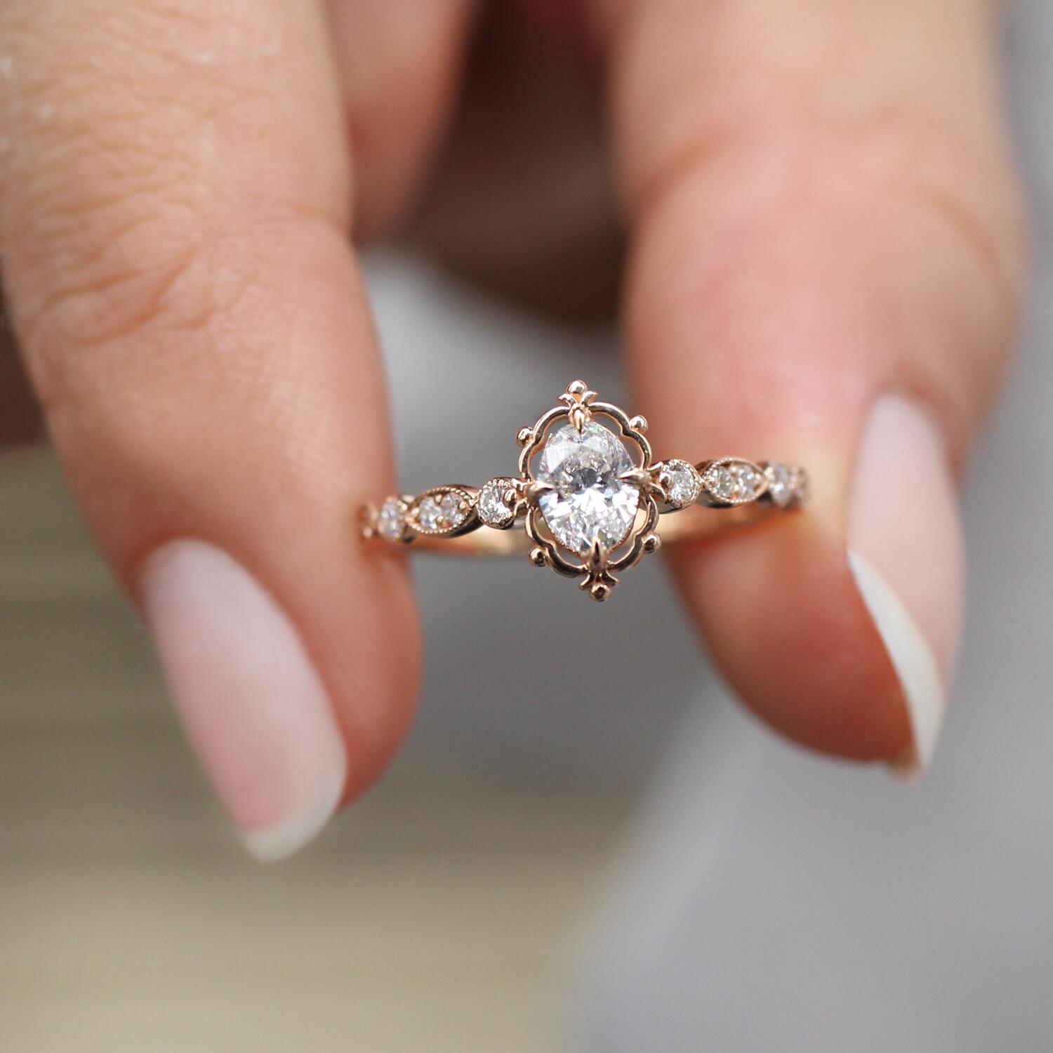 0.45 Carat Vintage Aria Design Diamond Ring