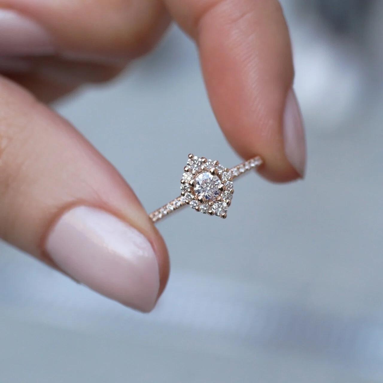 0.45 Carat Vintage Mini Lina Diamond Ring with Side Stones