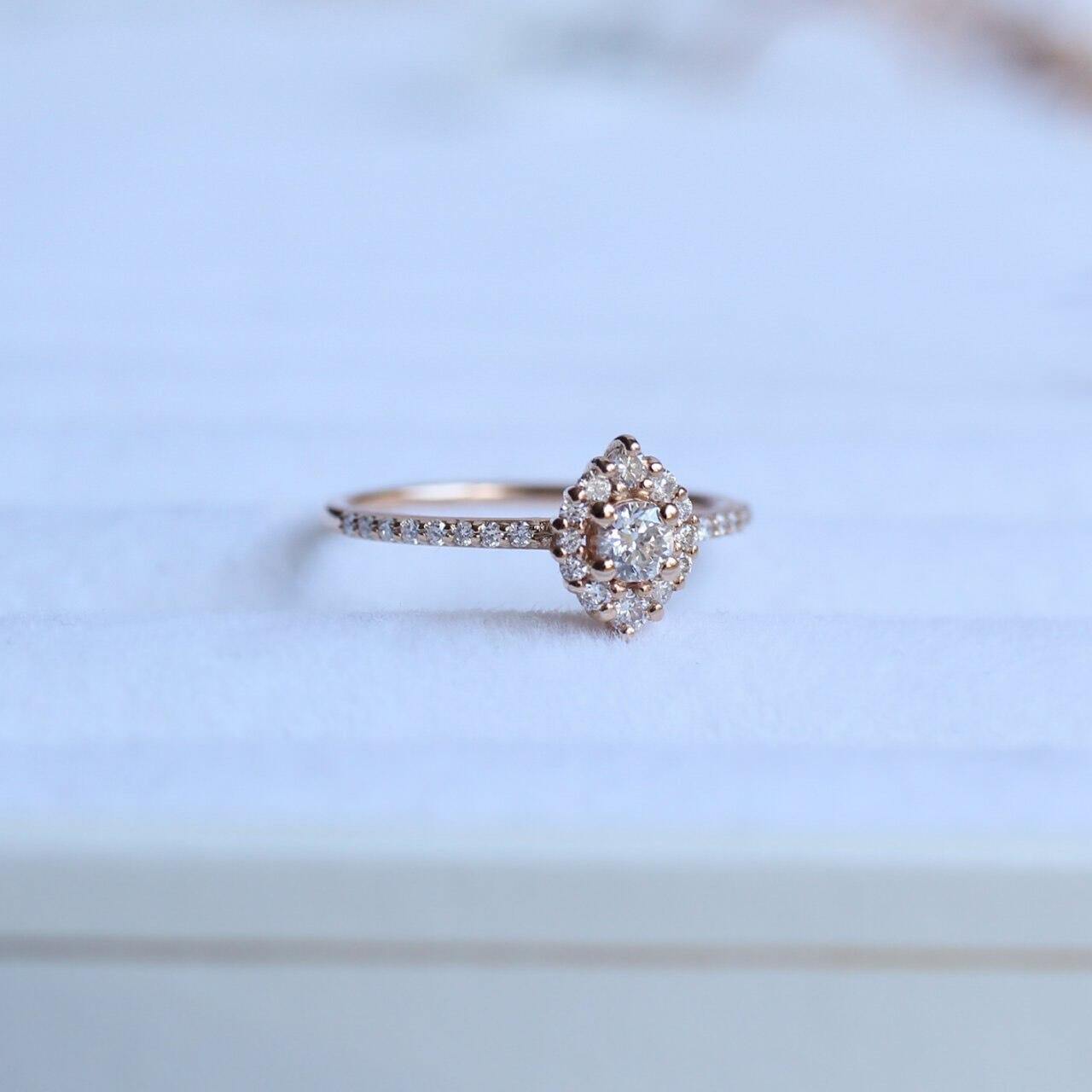 0.45 Carat Vintage Mini Lina Diamond Ring with Side Stones